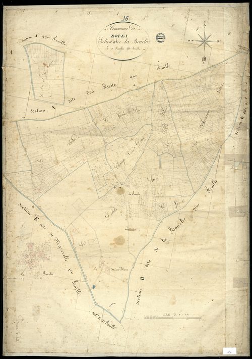 Bouëx - 3 P 55/4 - Section B dites de la Bourlie, développement du village de La Bourlie et des terres du Roc de la Crière. Feuille 1.  | 1824