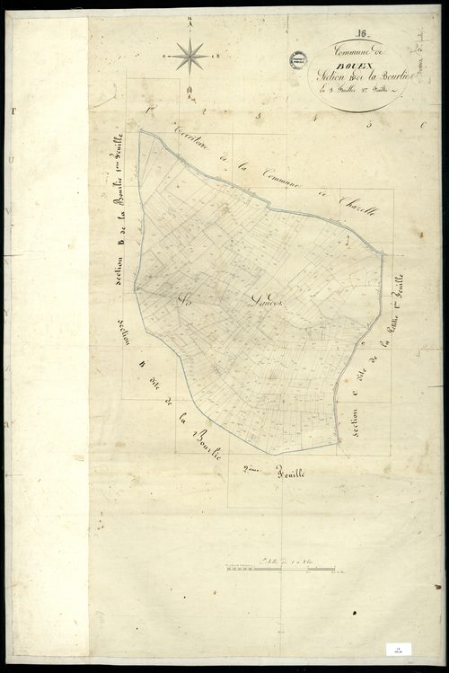 Bouëx - 3 P 55/6 - Section B dite de la Bourlie. Feuille 3.  | 1824