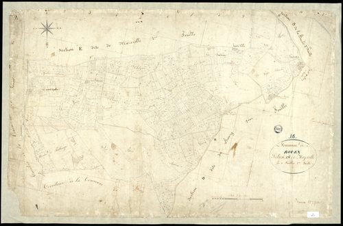 Bouëx - 3 P 55/13 - Section E dite de Mazerolle. Feuille 2.  | 1824