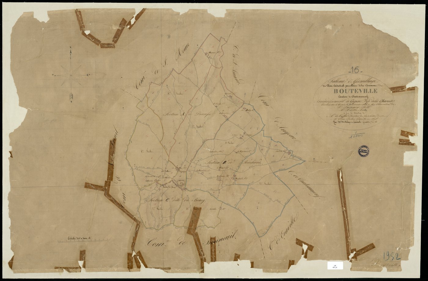 Bouteville - 3 P 57/1 - Tableau d'assemblage.  | 1834