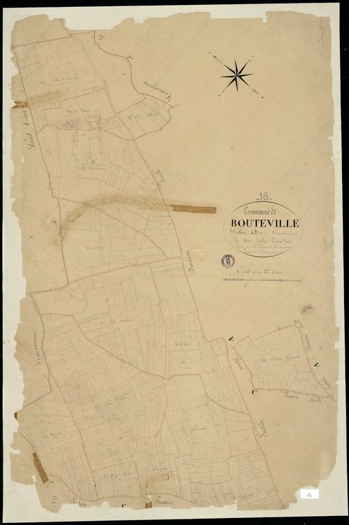 Bouteville - 3 P 57/2 - Section A dite de Douvesse. Feuille 1.  | 1834