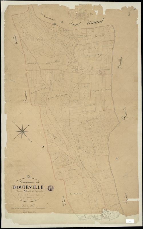 Bouteville - 3 P 57/3 - Section A dite de Douvesse. Feuille 2.  | 1834