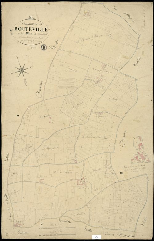 Bouteville - 3 P 57/4 - Section B dite de Peuchaud. Feuille 1.  | 1834