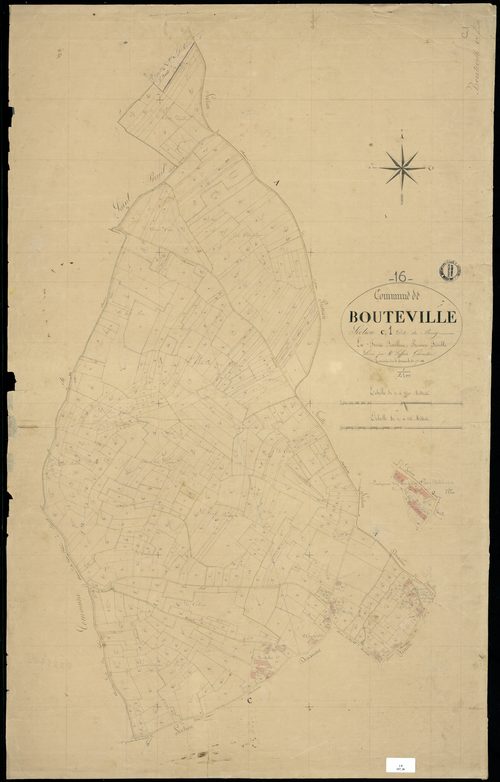 Bouteville - 3 P 57/6 - Section C dite du Bourg. Feuille 1.  | 1834