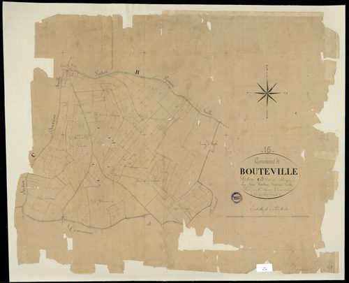 Bouteville - 3 P 57/8 - Section C dite du Bourg. Feuille 3.  | 1834