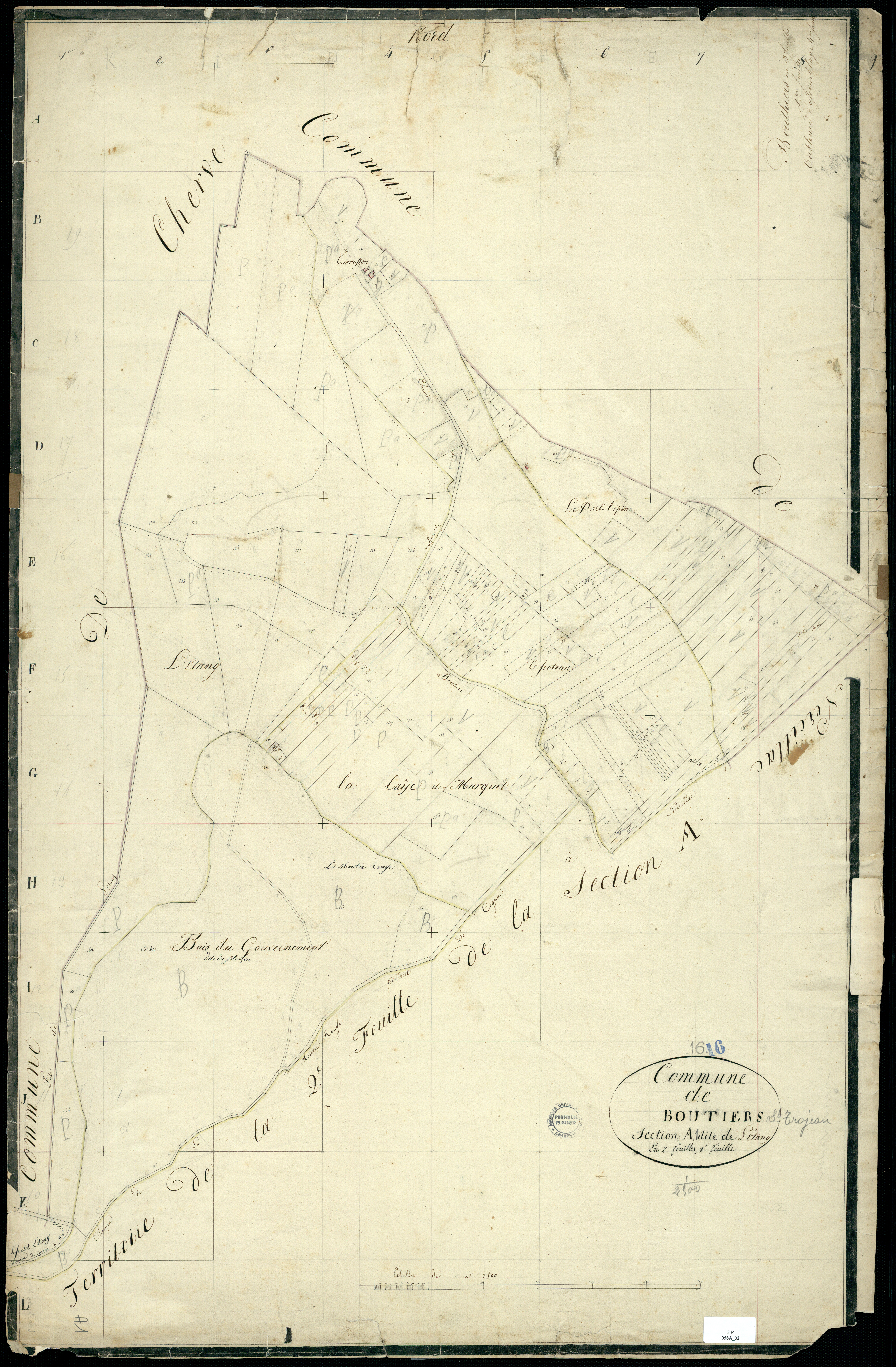 Boutiers-Saint-Trojan - 3 P 58A/2 - Section A dite de l'Etang. Feuille 1.  | [s.d.]