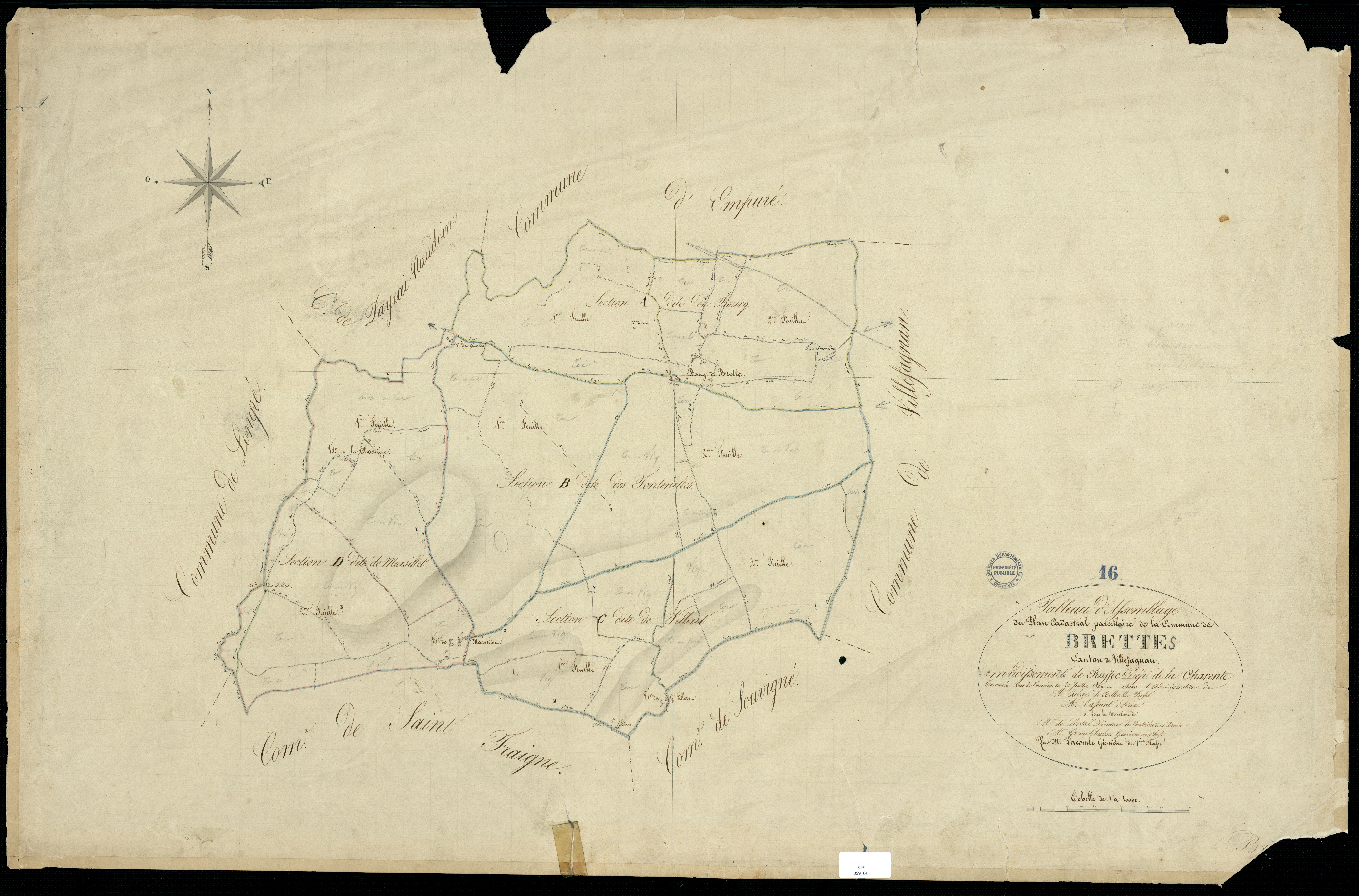 Brettes - 3 P 59/1 - Tableau d'assemblage.  | 1829