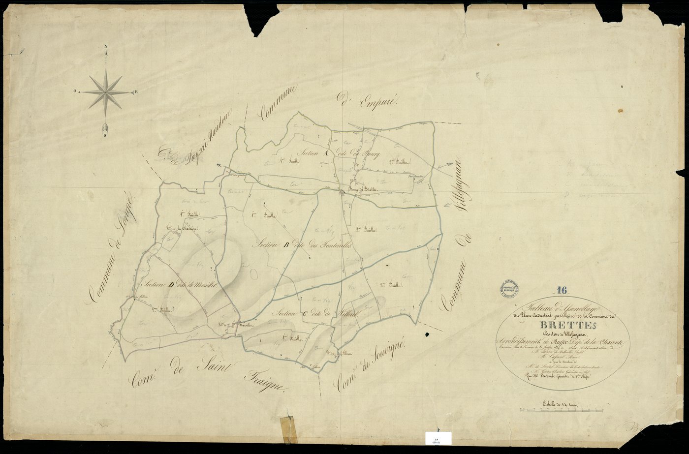 Brettes - 3 P 59/1 - Tableau d'assemblage.  | 1829