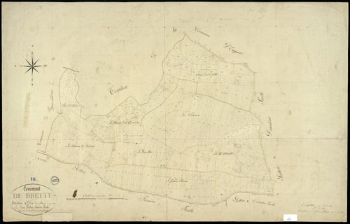 Brettes - 3 P 59/2 - Section A dite du Bourg. Feuille 1.  | 1829