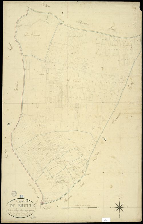 Brettes - 3 P 59/4 - Section B dite d'une portion du Bourg et des Fontenelles. Feuille 1.  | 1829