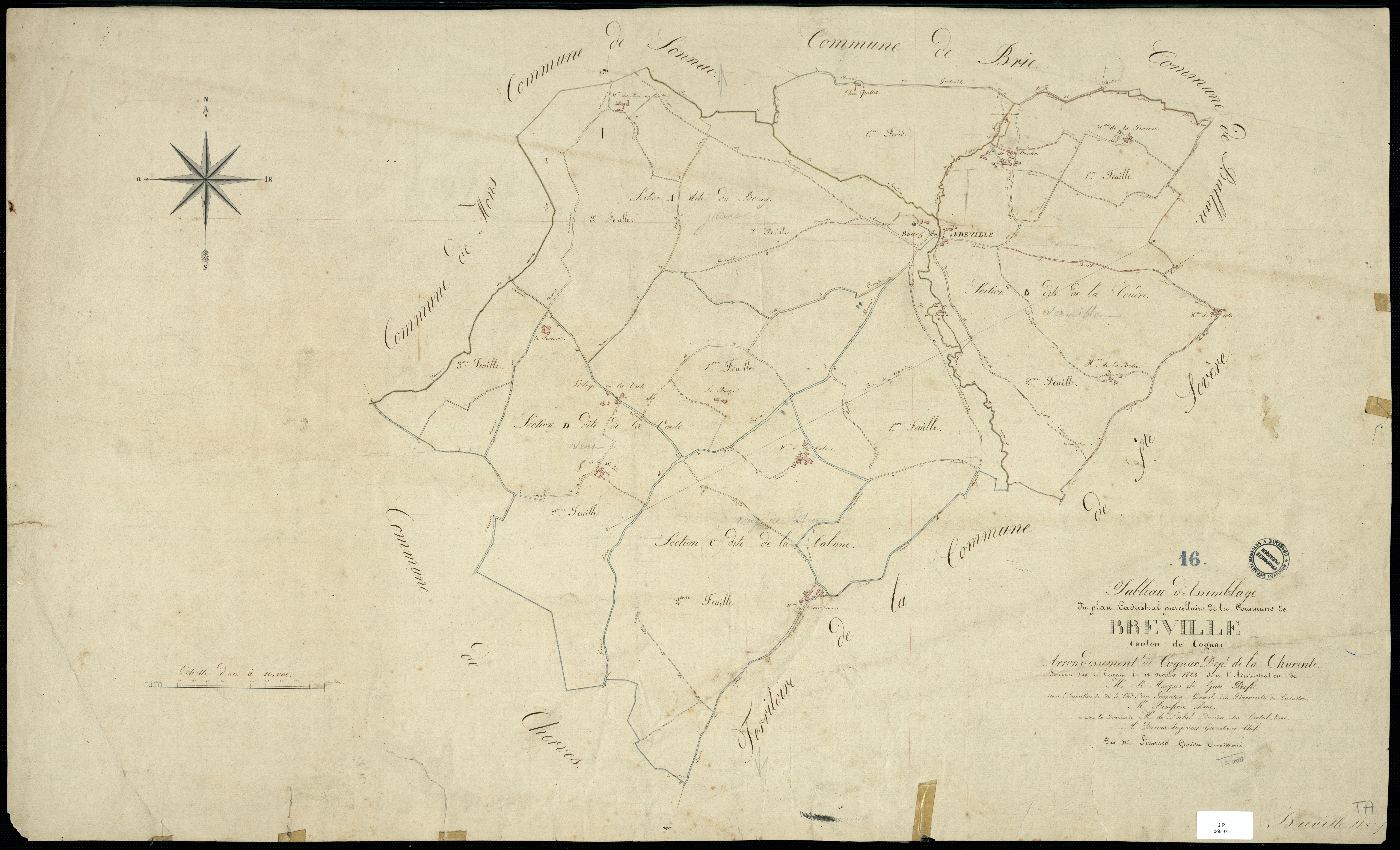 Bréville - 3 P 60/1 - Tableau d'assemblage.  | 1823