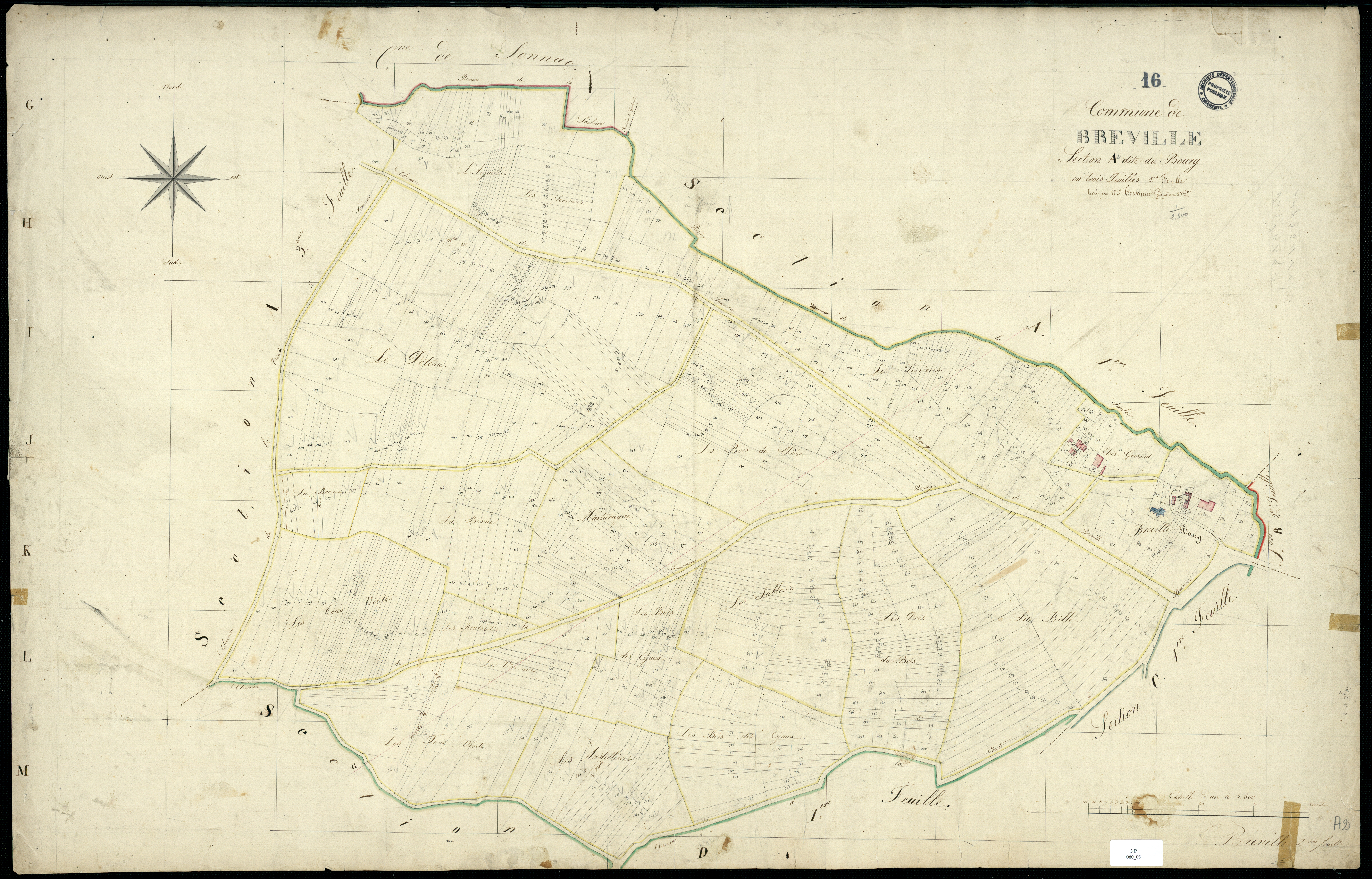Bréville - 3 P 60/3 - Section A dite du Bourg. Feuille 2.  | 1823