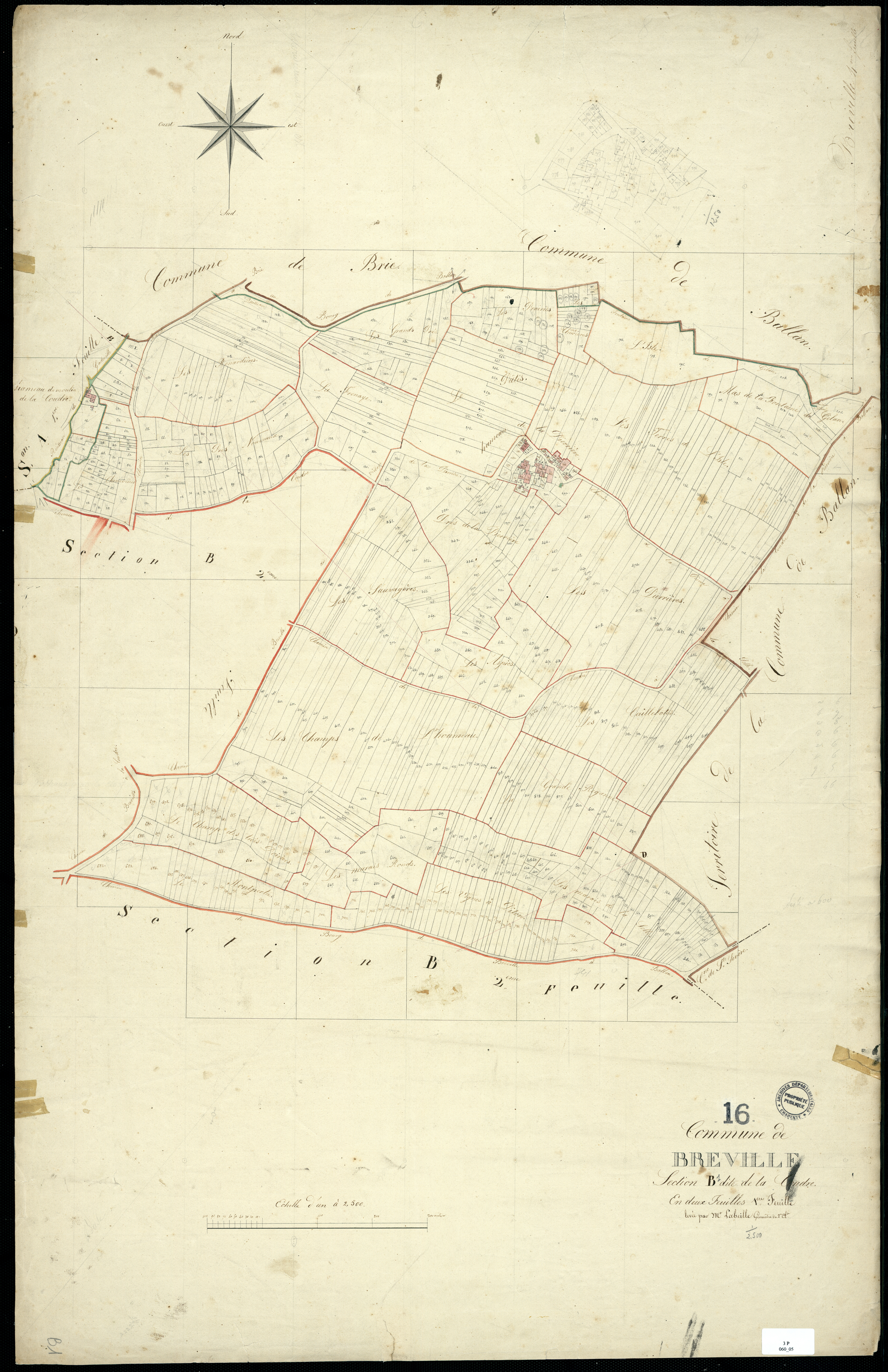 Bréville - 3 P 60/5 - Section B dite de la Coudre. Feuille 1.  | 1823