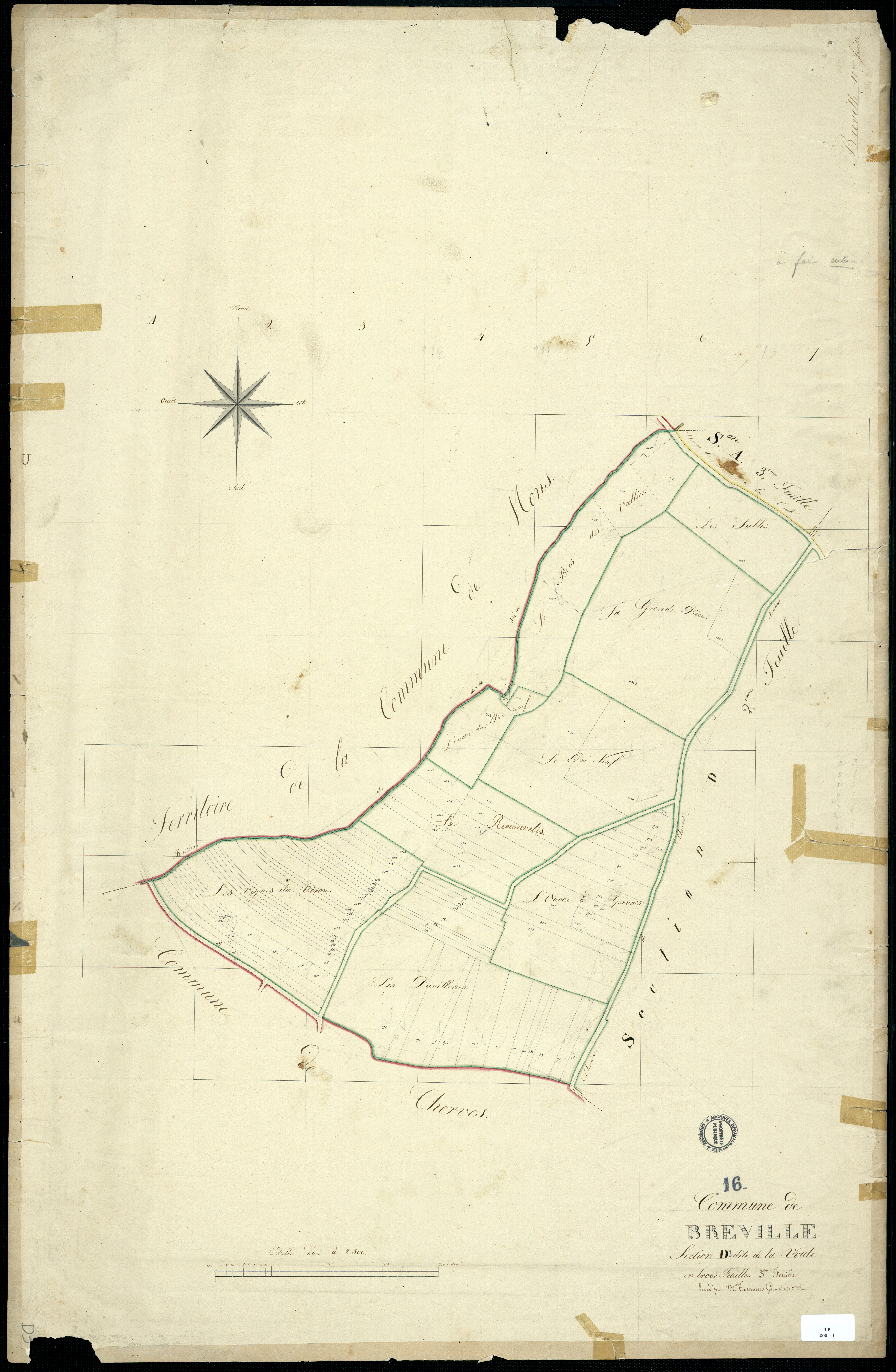 Bréville - 3 P 60/11 - Section D dite de la Voute. Feuille 3.  | 1823