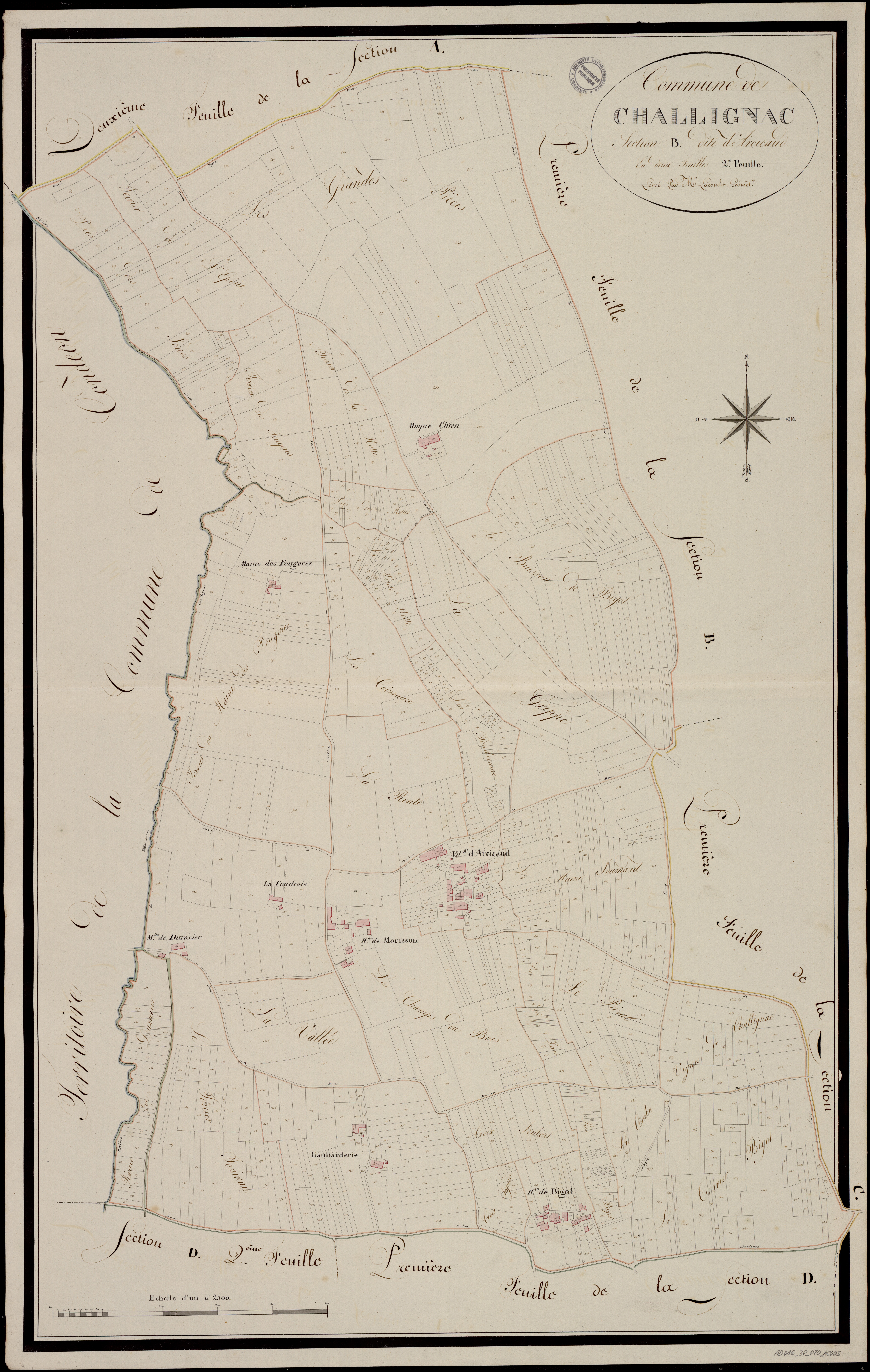 Challignac - 3 P 74/AC5 - Section B dite d'Arcicaud | 1813