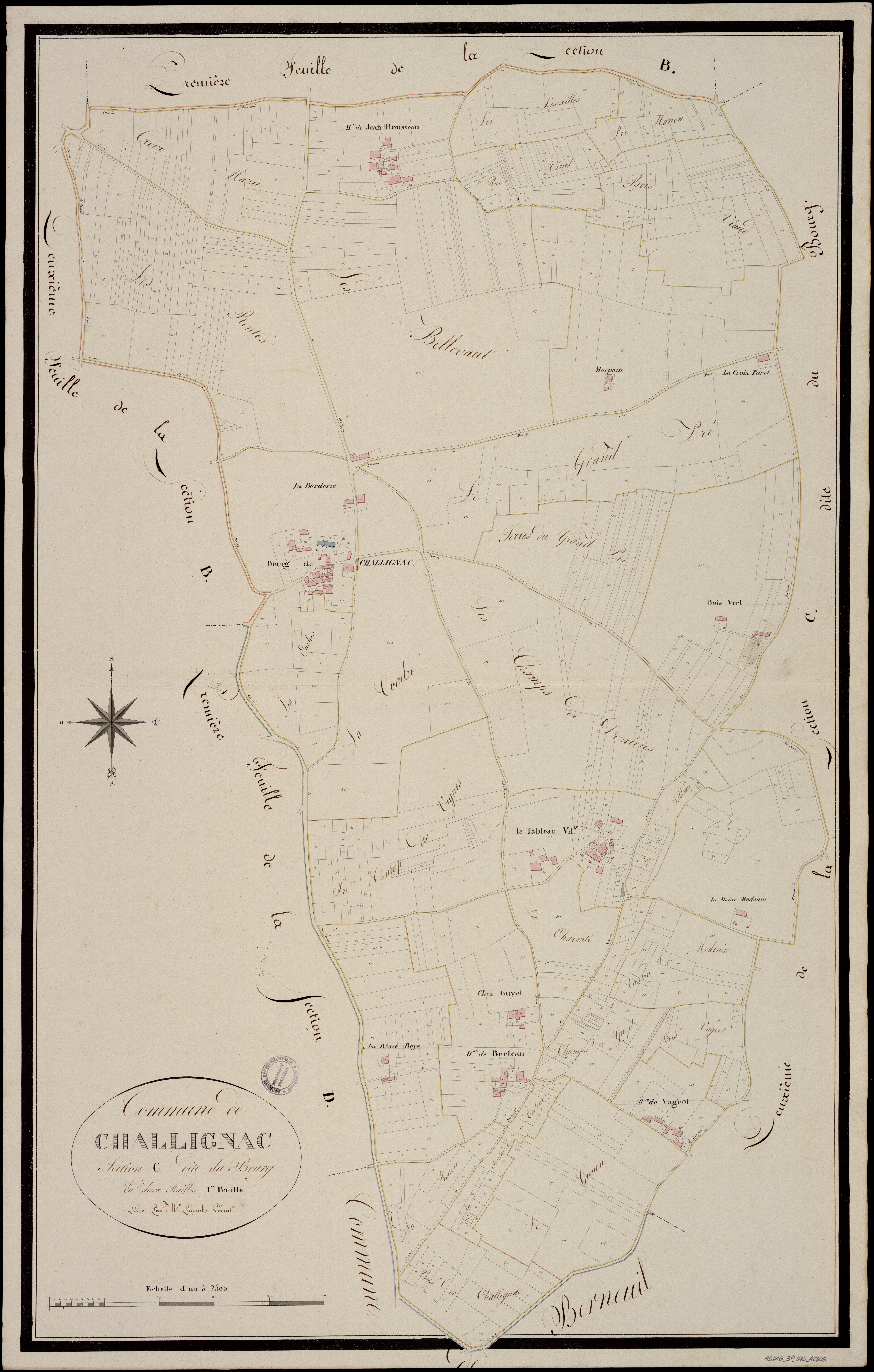 Challignac - 3 P 74/AC6 - Section C dite du Bourg  | 1813