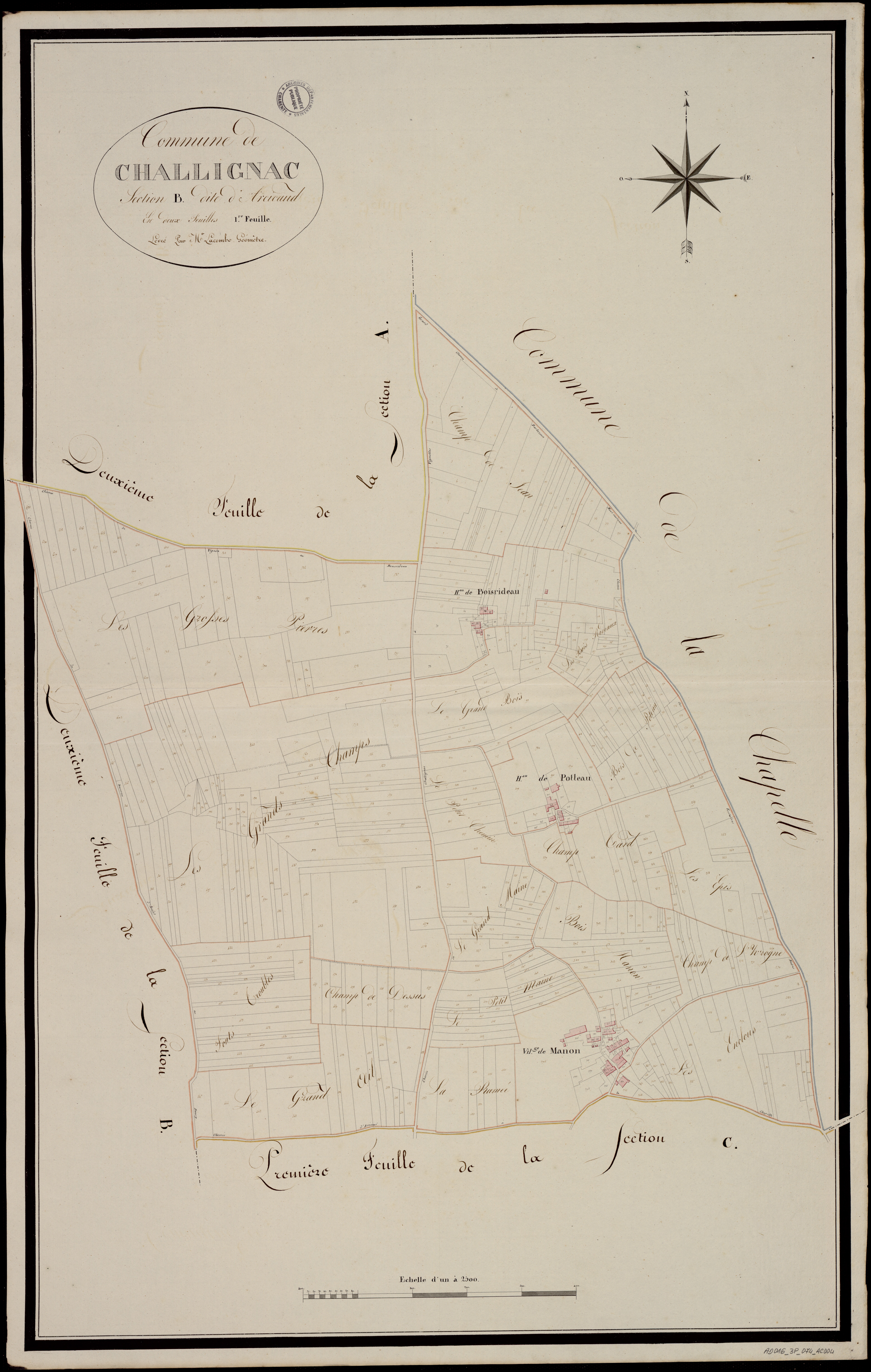 Challignac - 3 P 74/AC4 - Section B dite d'Arcicaud | 1813
