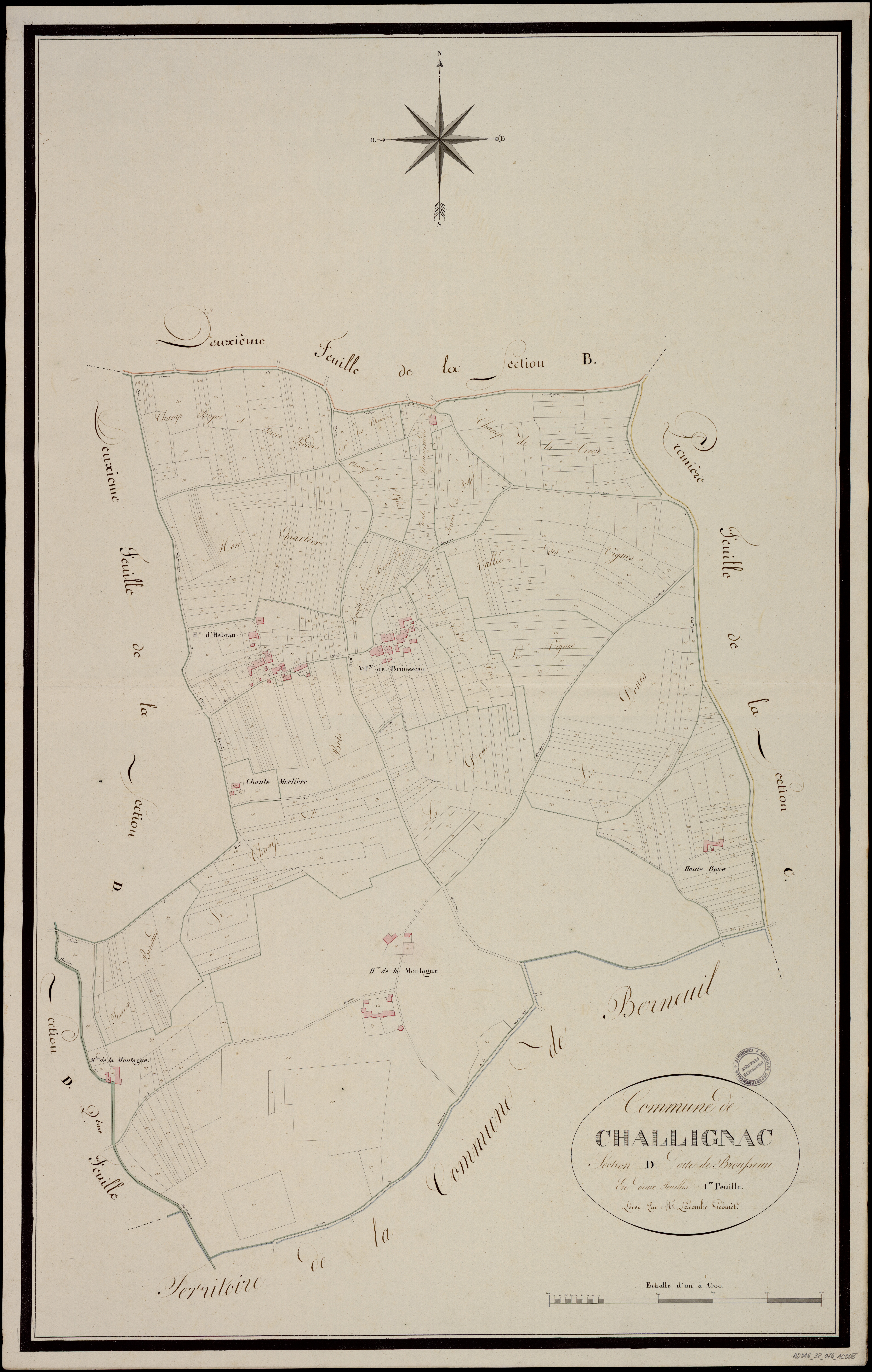 Challignac - 3 P 74/AC8 - Section D dite de Brousseau | 1813