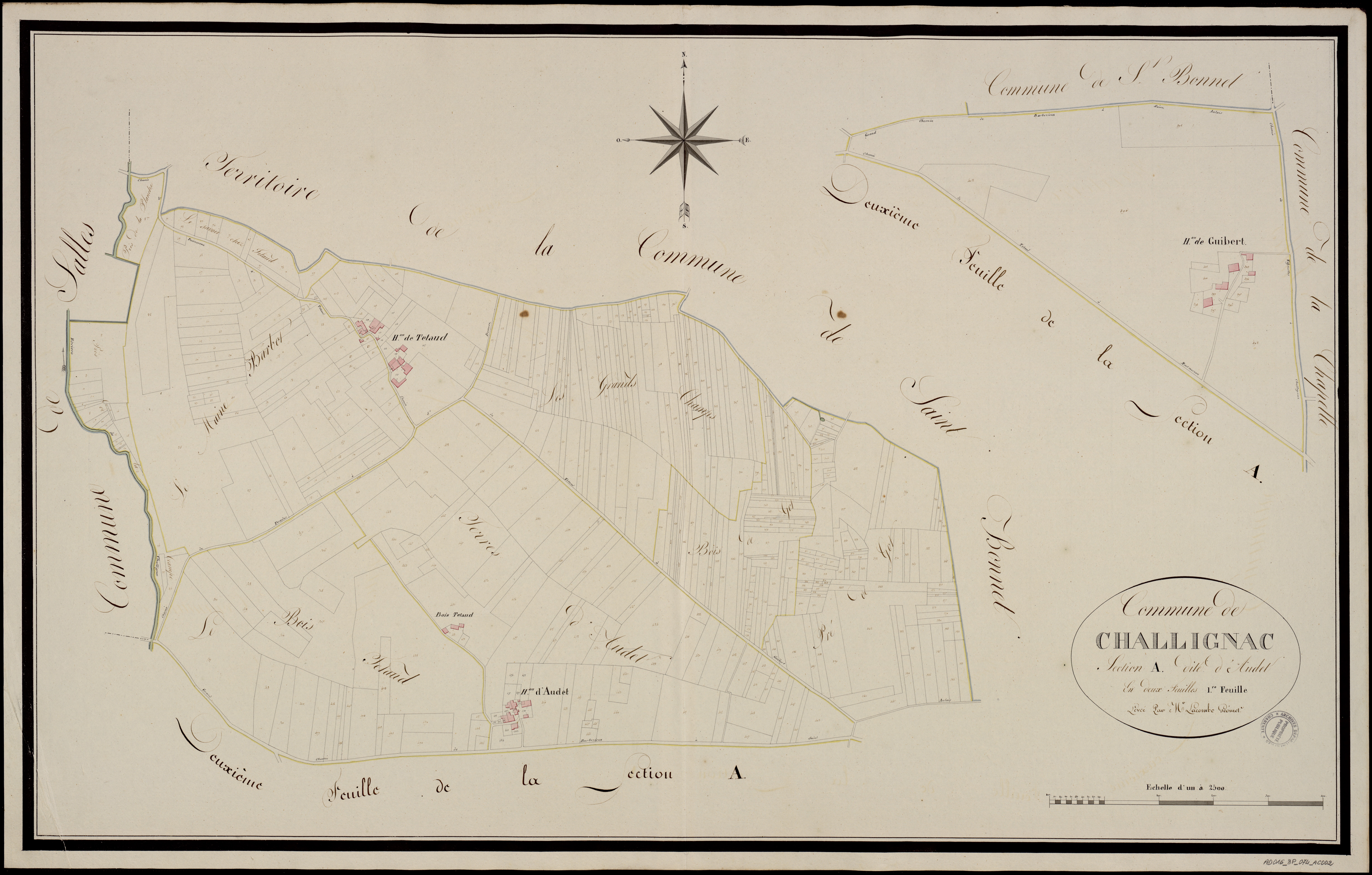 Challignac - 3 P 74/AC2 - Section A dite d'Audet | 1810