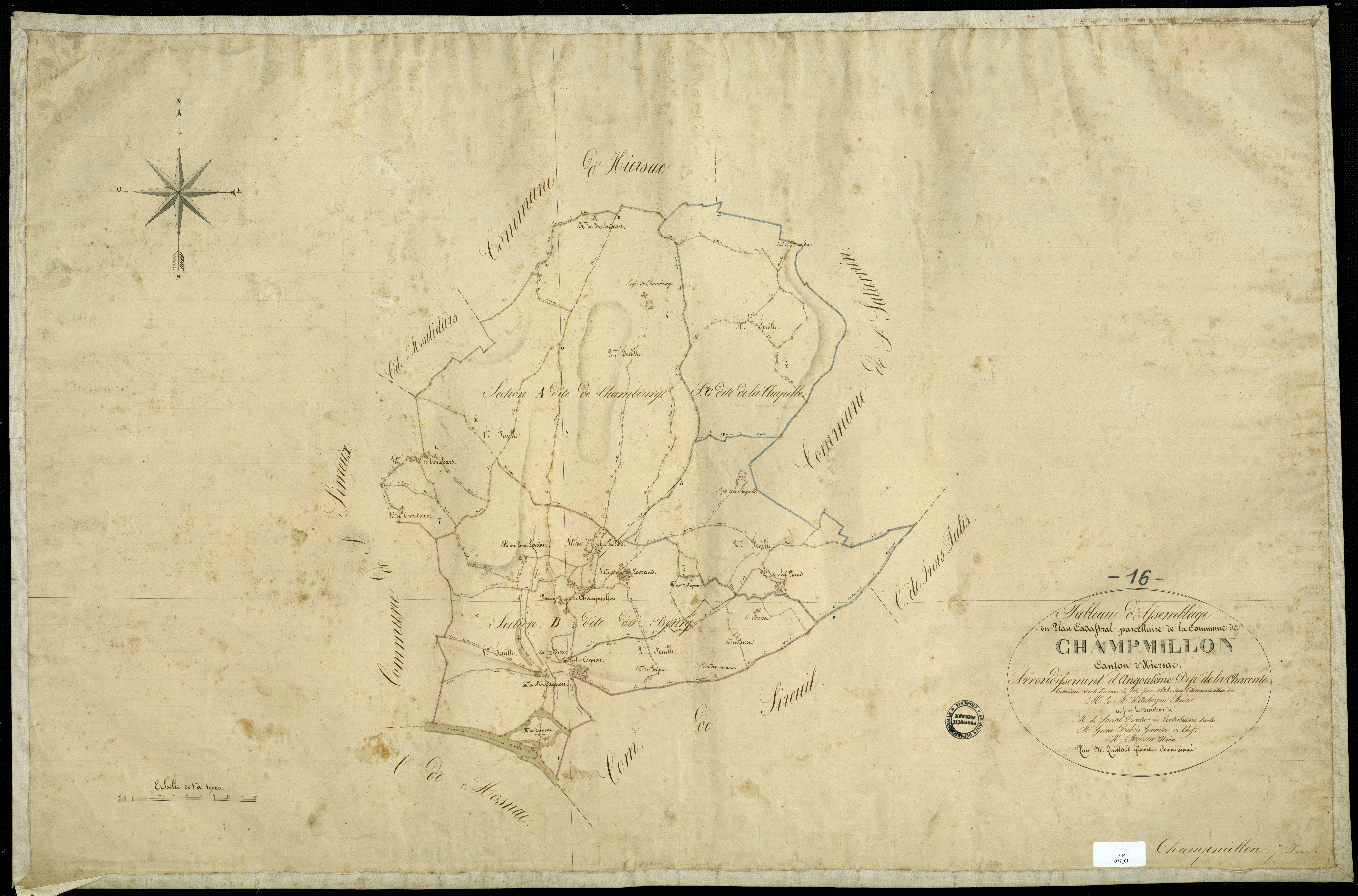 Champmillon - 3 P 77/1 - Tableau d'assemblage.  | 1828