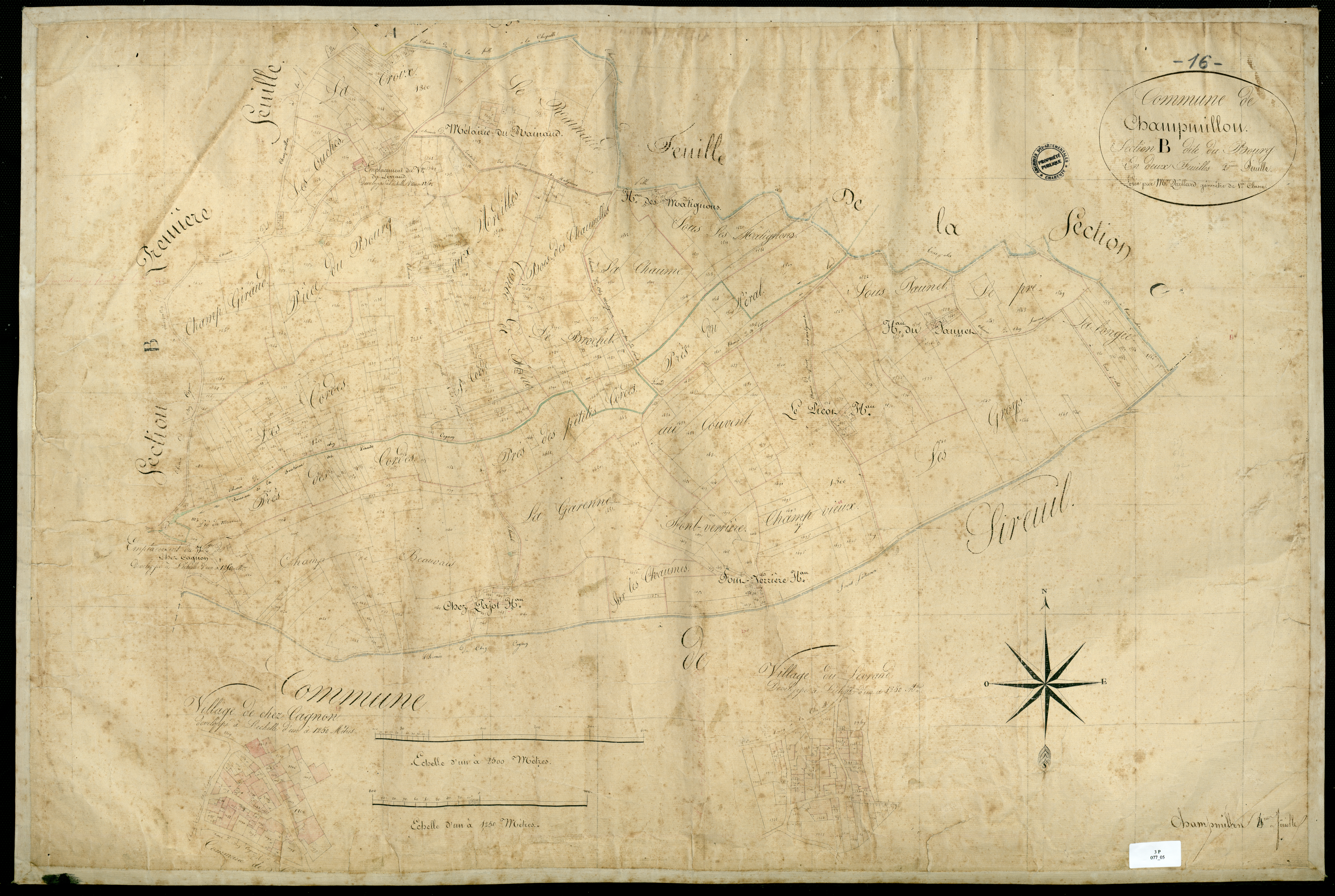 Champmillon - 3 P 77/5 - Section B dite du Bourg. Feuille 2. | 1828
