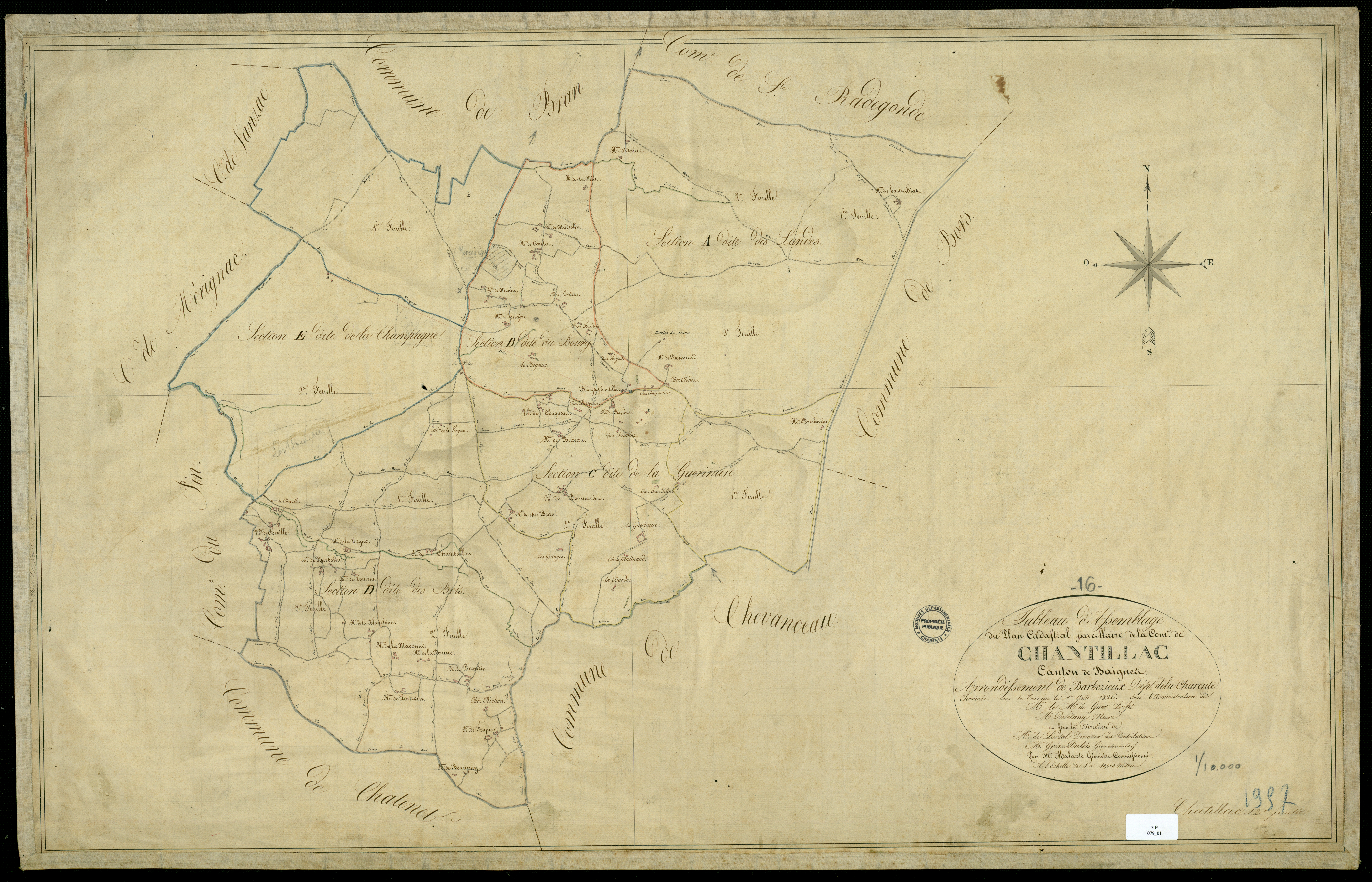 Chantillac - 3 P 79/1 - Tableau d'assemblage.  | 1826