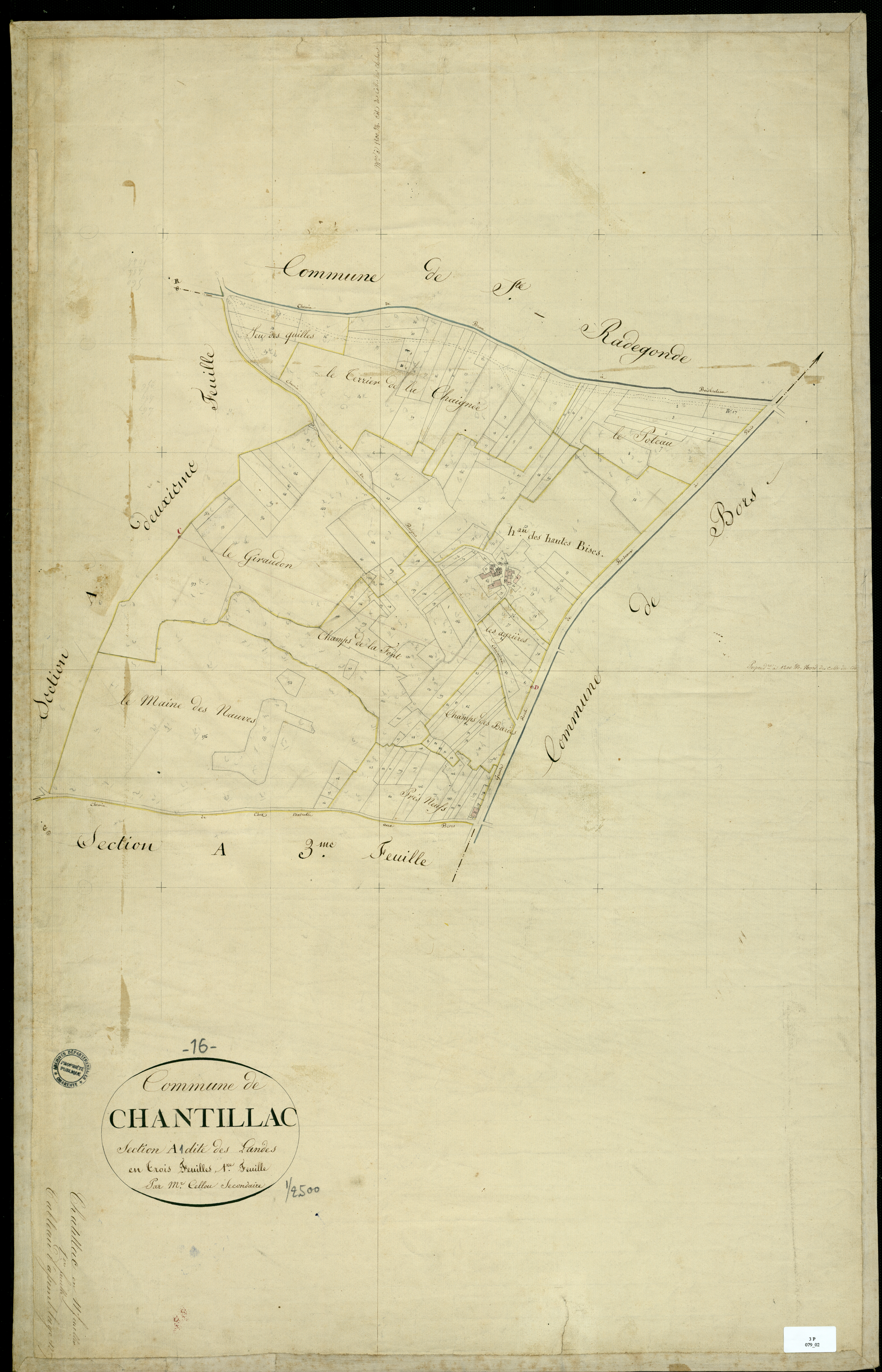 Chantillac - 3 P 79/2 - Section A dite des Landes. Feuille 1.  | 1826