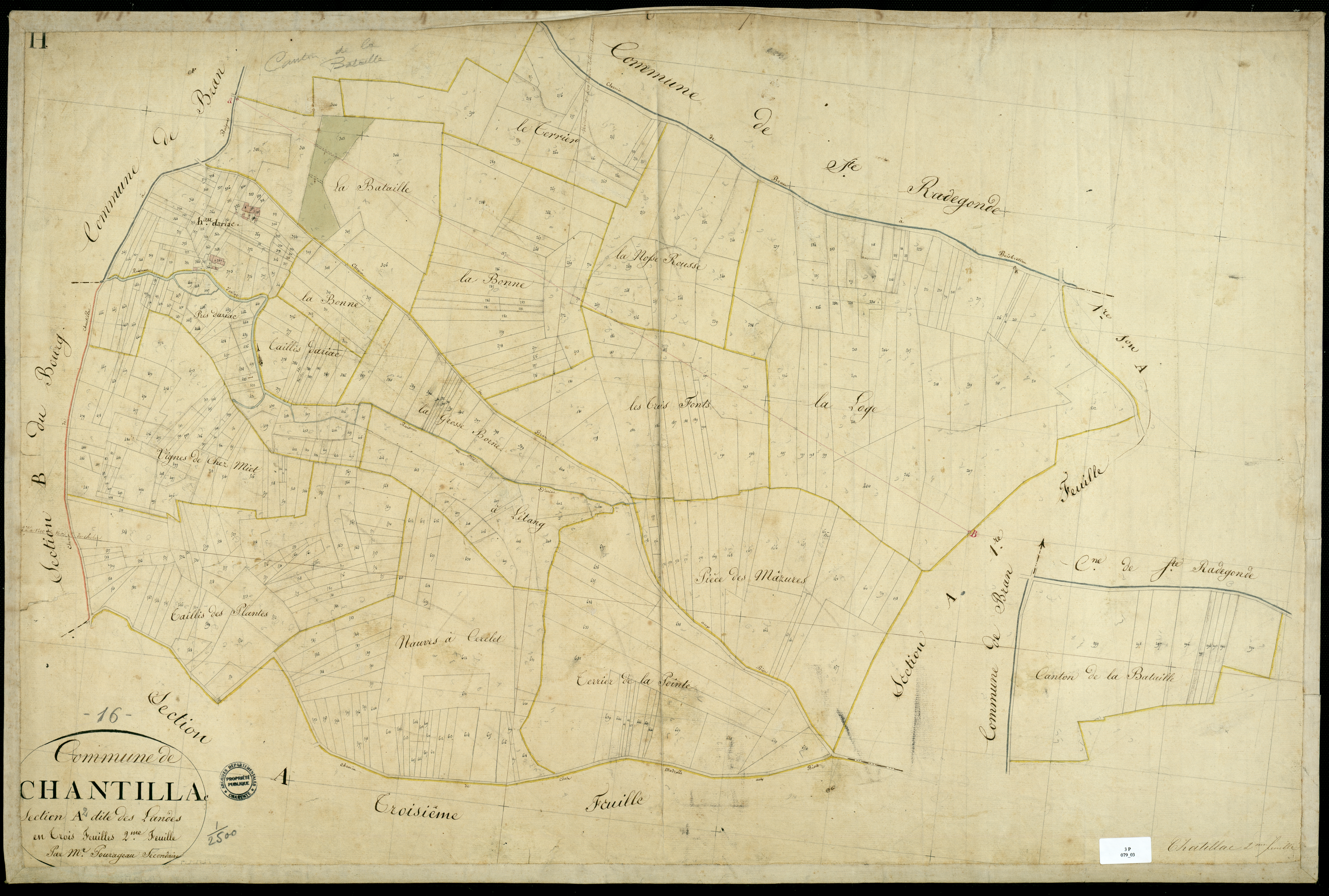 Chantillac - 3 P 79/3 - Section A dite des Landes. Feuille 2. | 1826