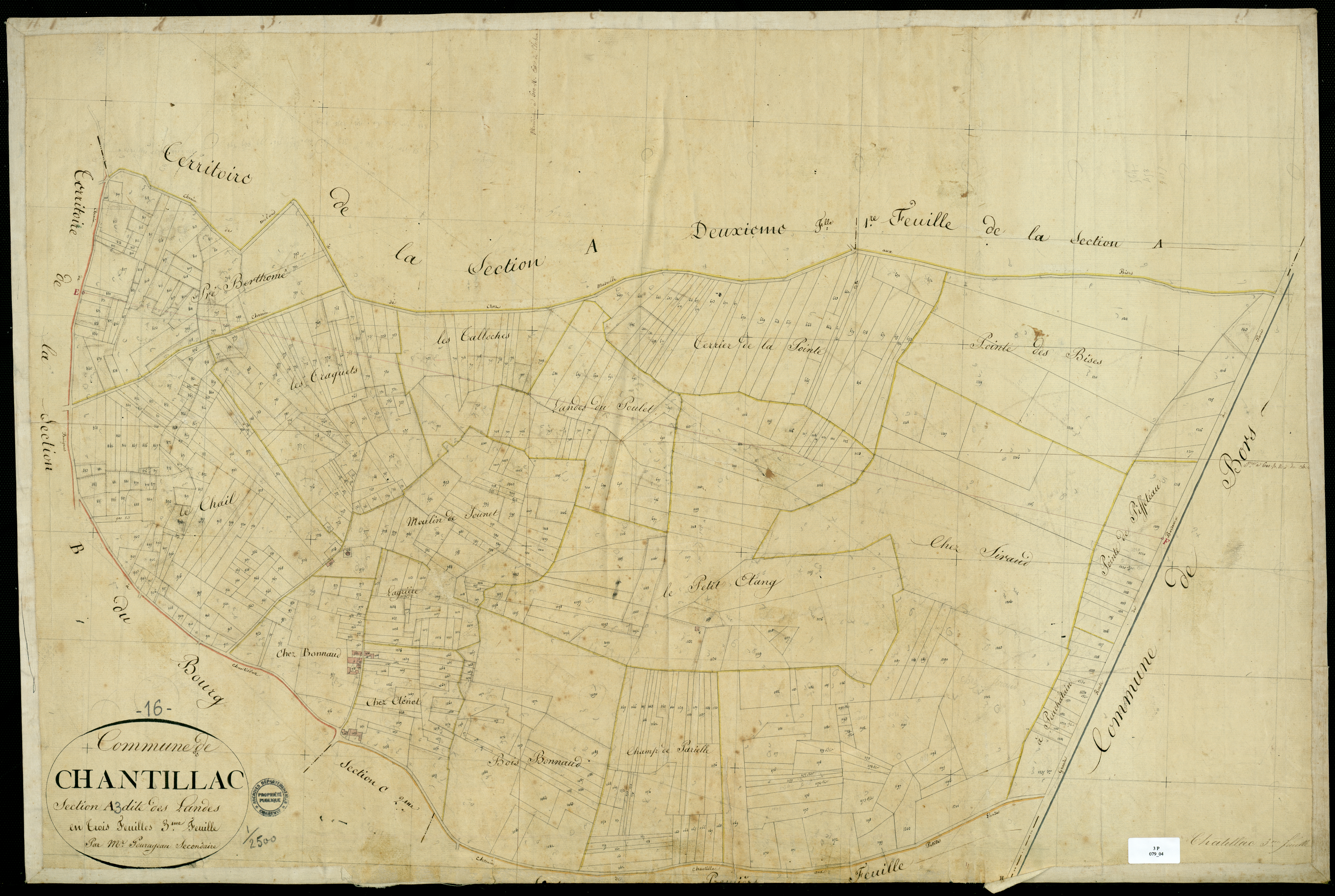 Chantillac - 3 P 79/4 - Section A dite des Landes. Feuille 3. | 1826