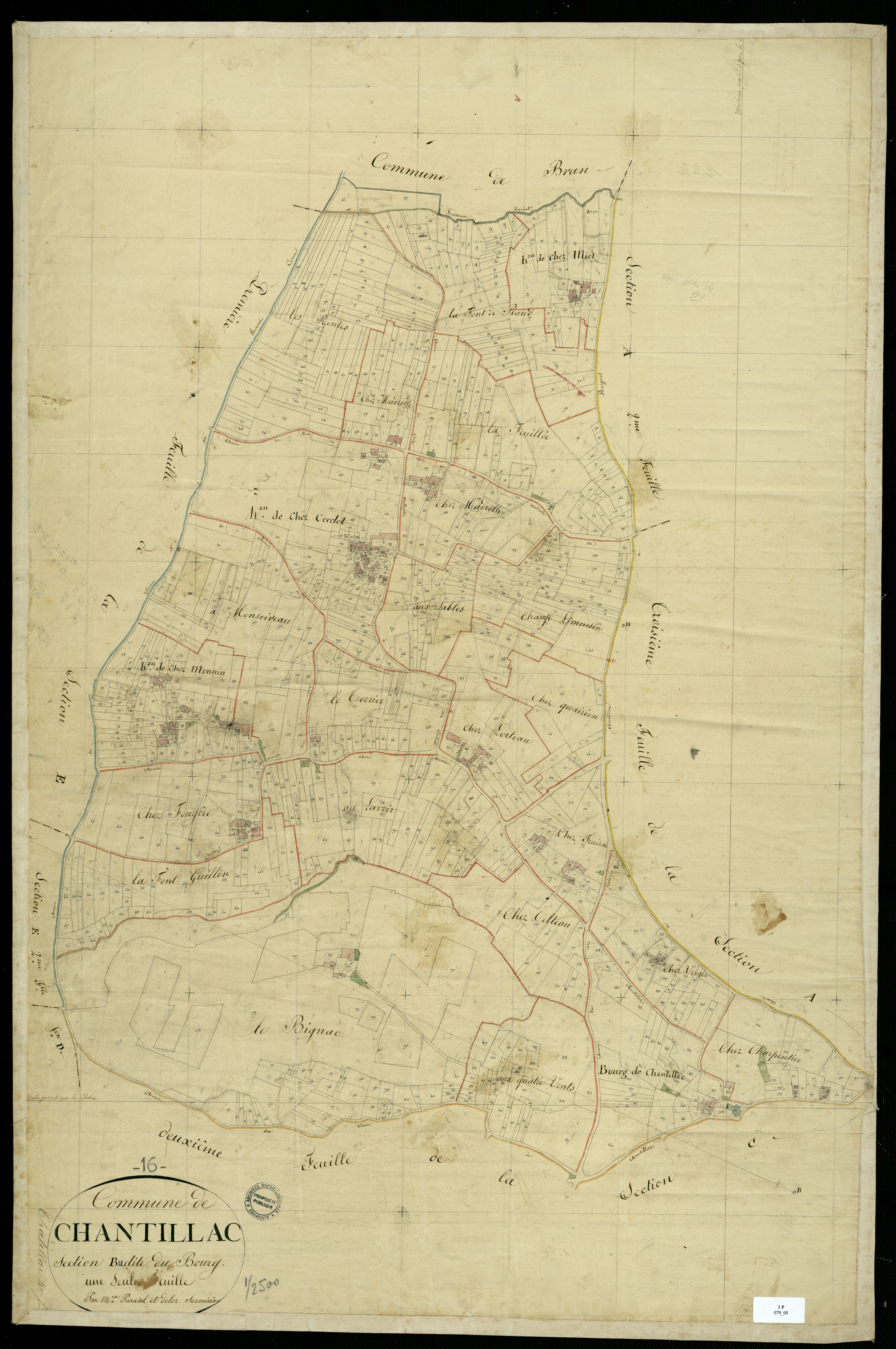 Chantillac - 3 P 79/5 - Section B dite du Bourg. Feuille 1.  | 1826