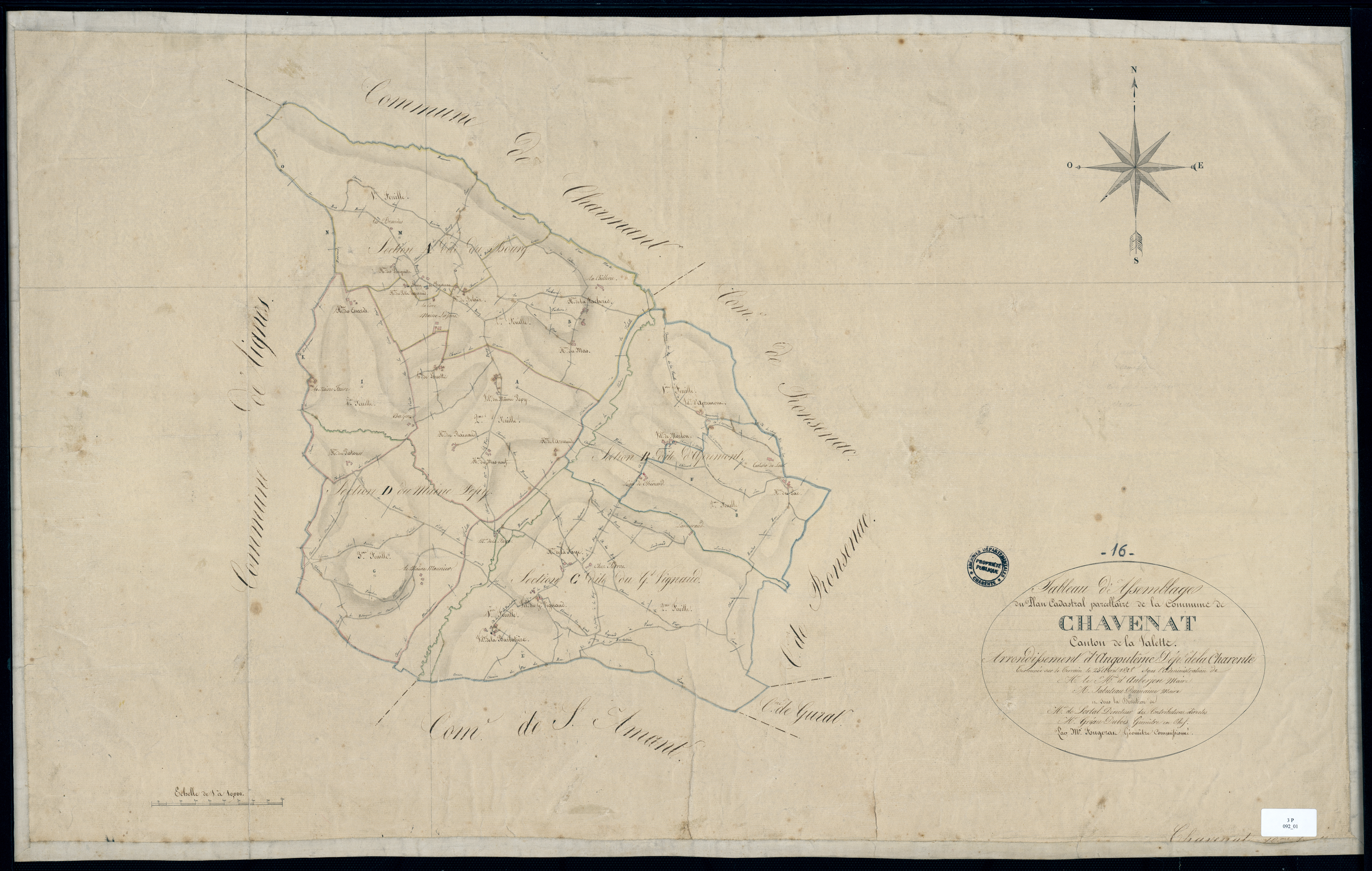 Chavenat - 3 P 92/1 - Tableau d'assemblage.  | 1828
