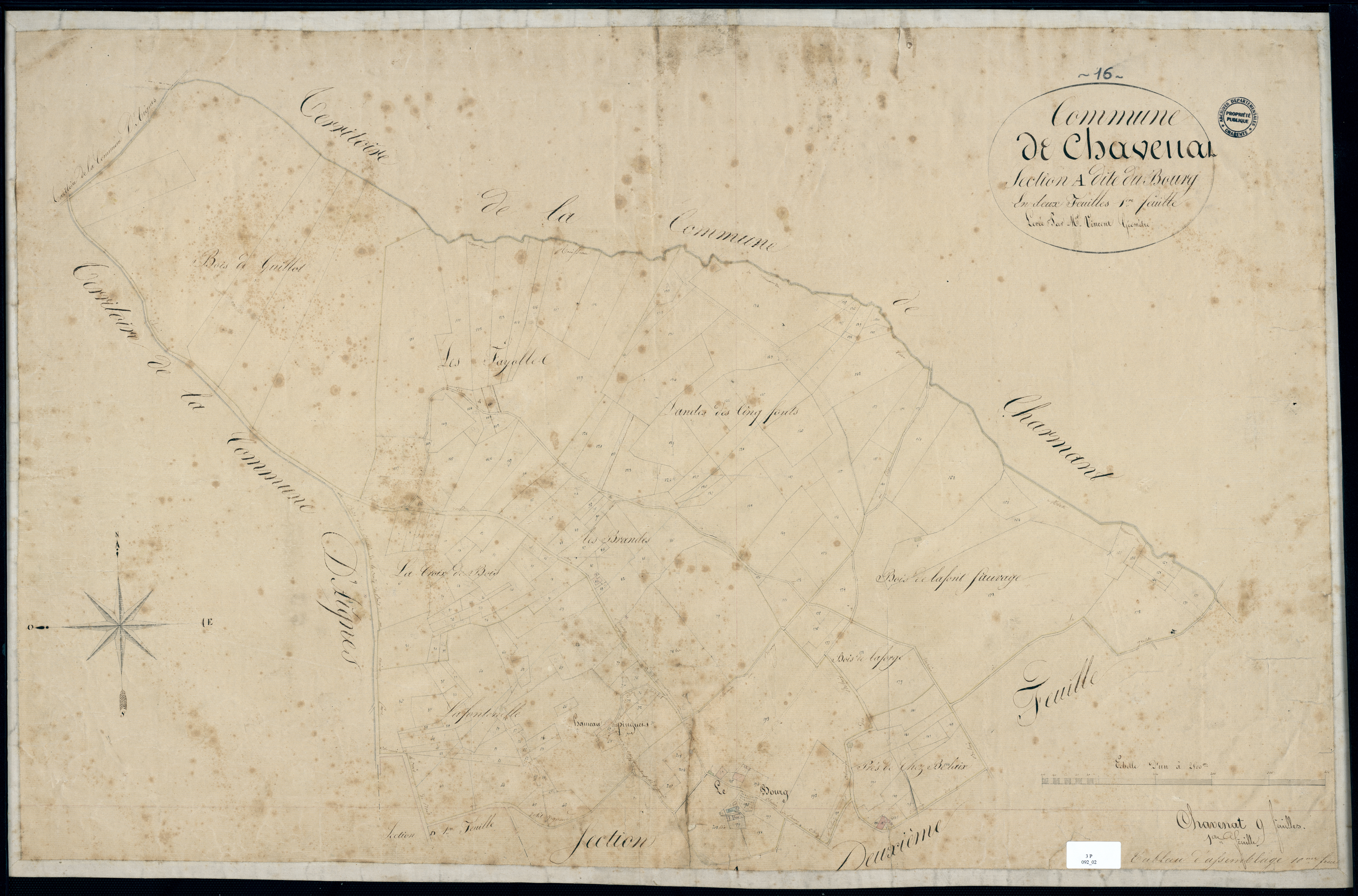 Chavenat - 3 P 92/2 - Section A dite du Bourg. Feuille 1.  | 1828