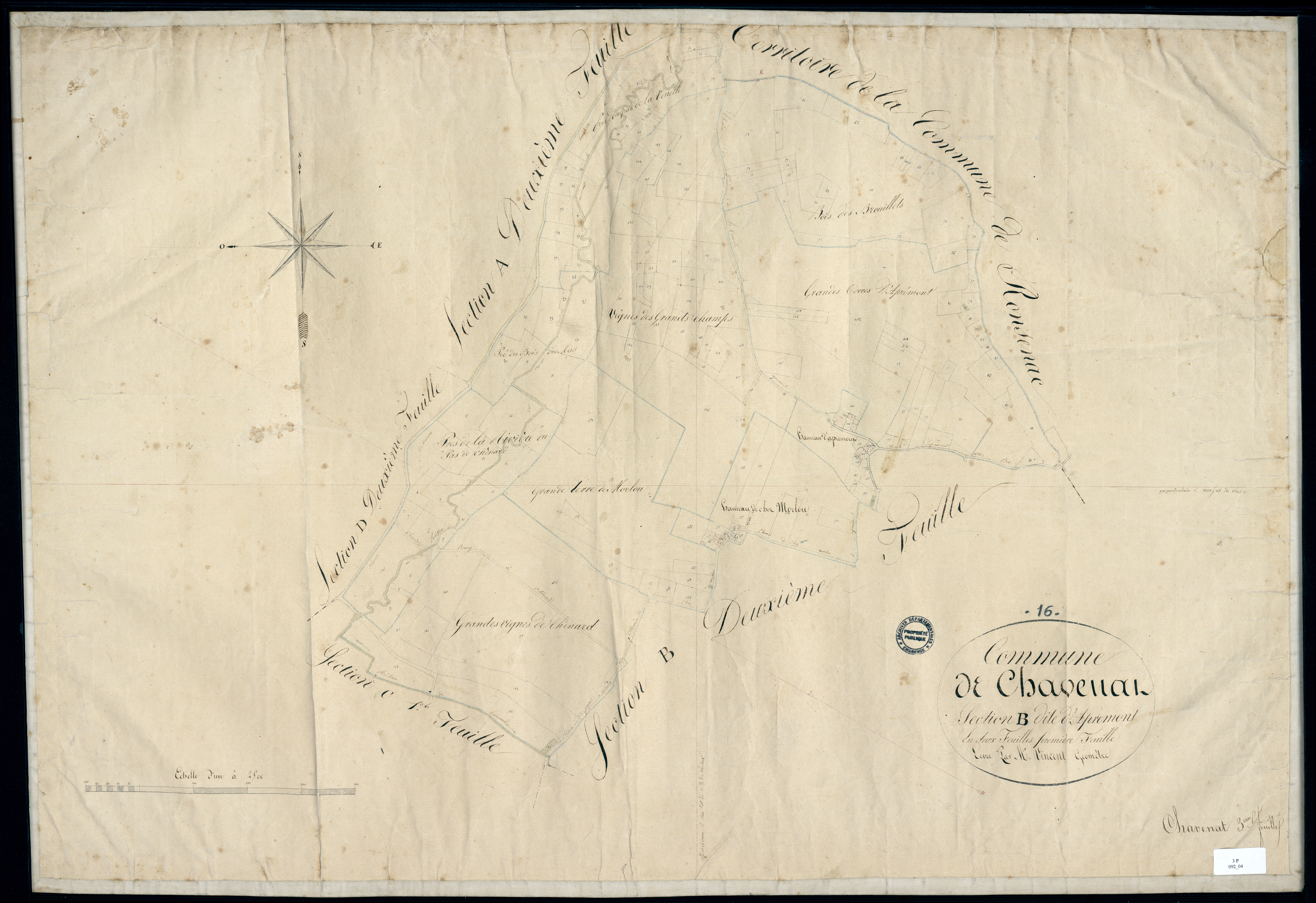 Chavenat - 3 P 92/4 - Section B dite d'Apremont. Feuille 1.  | 1828