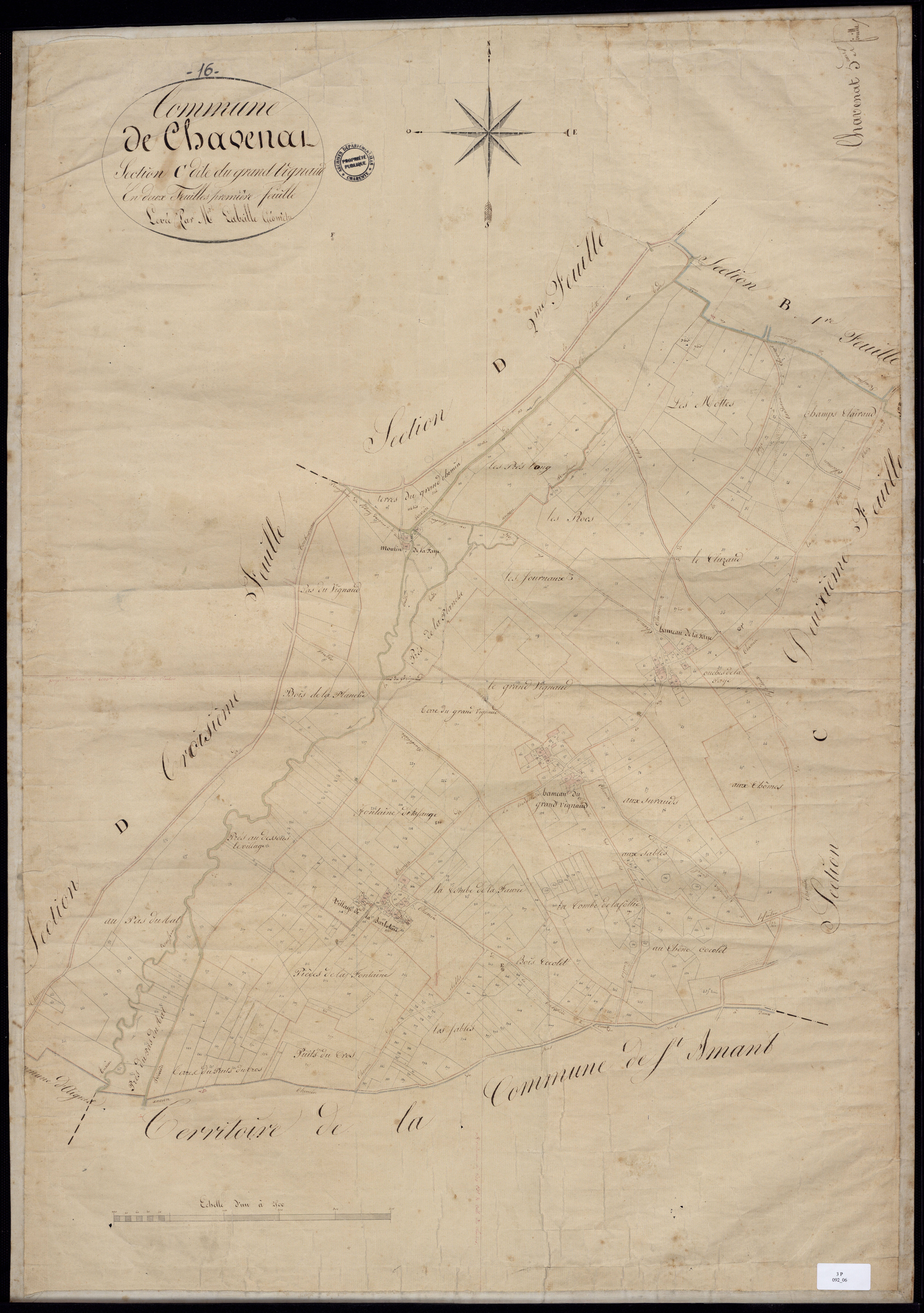 Chavenat - 3 P 92/6 - Section C dite du Grand Vignaud. Feuille 1.  | 1828