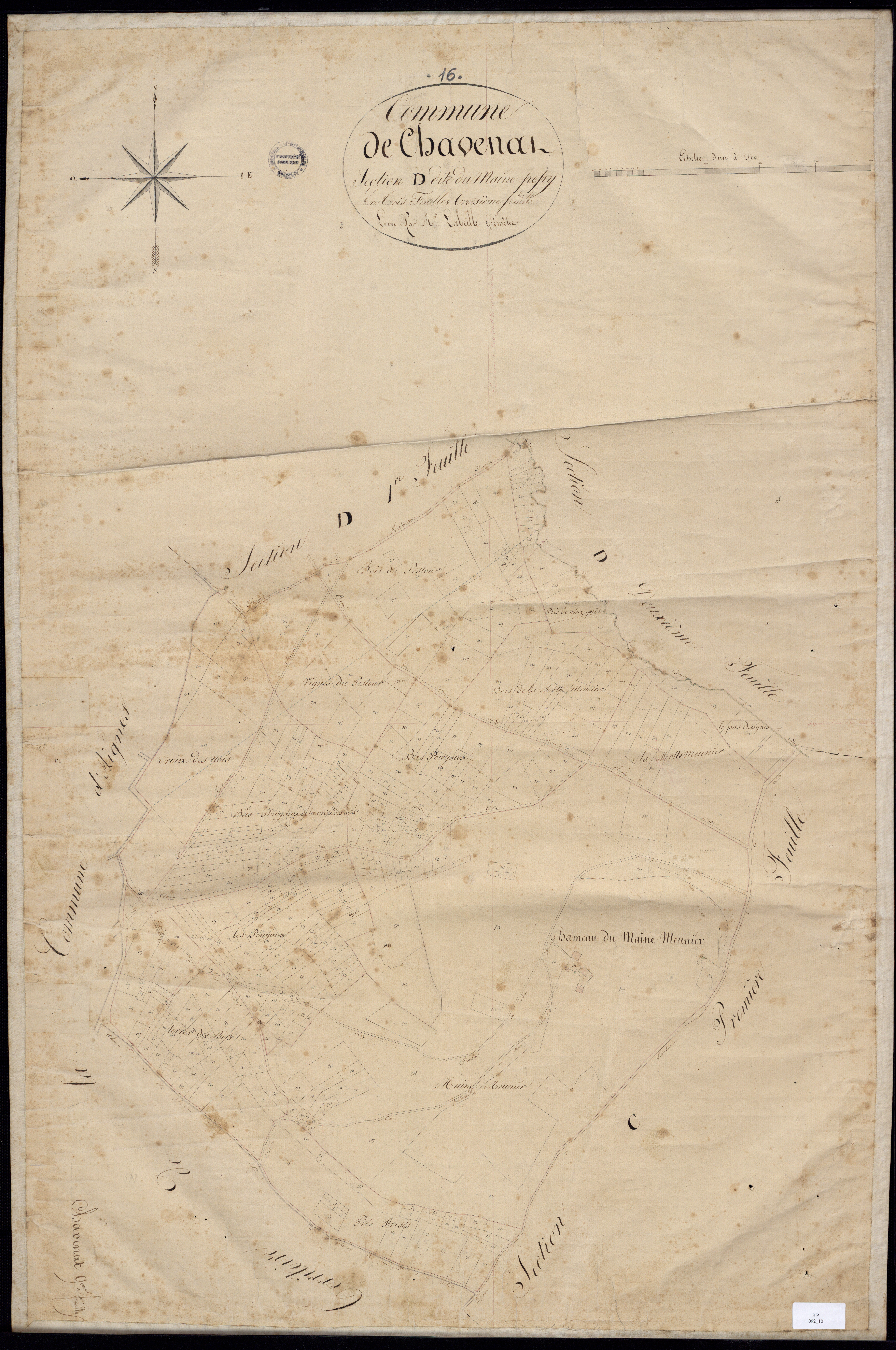 Chavenat - 3 P 92/10 - Section D dite du Maine Pepy. Feuille 3.  | 1828