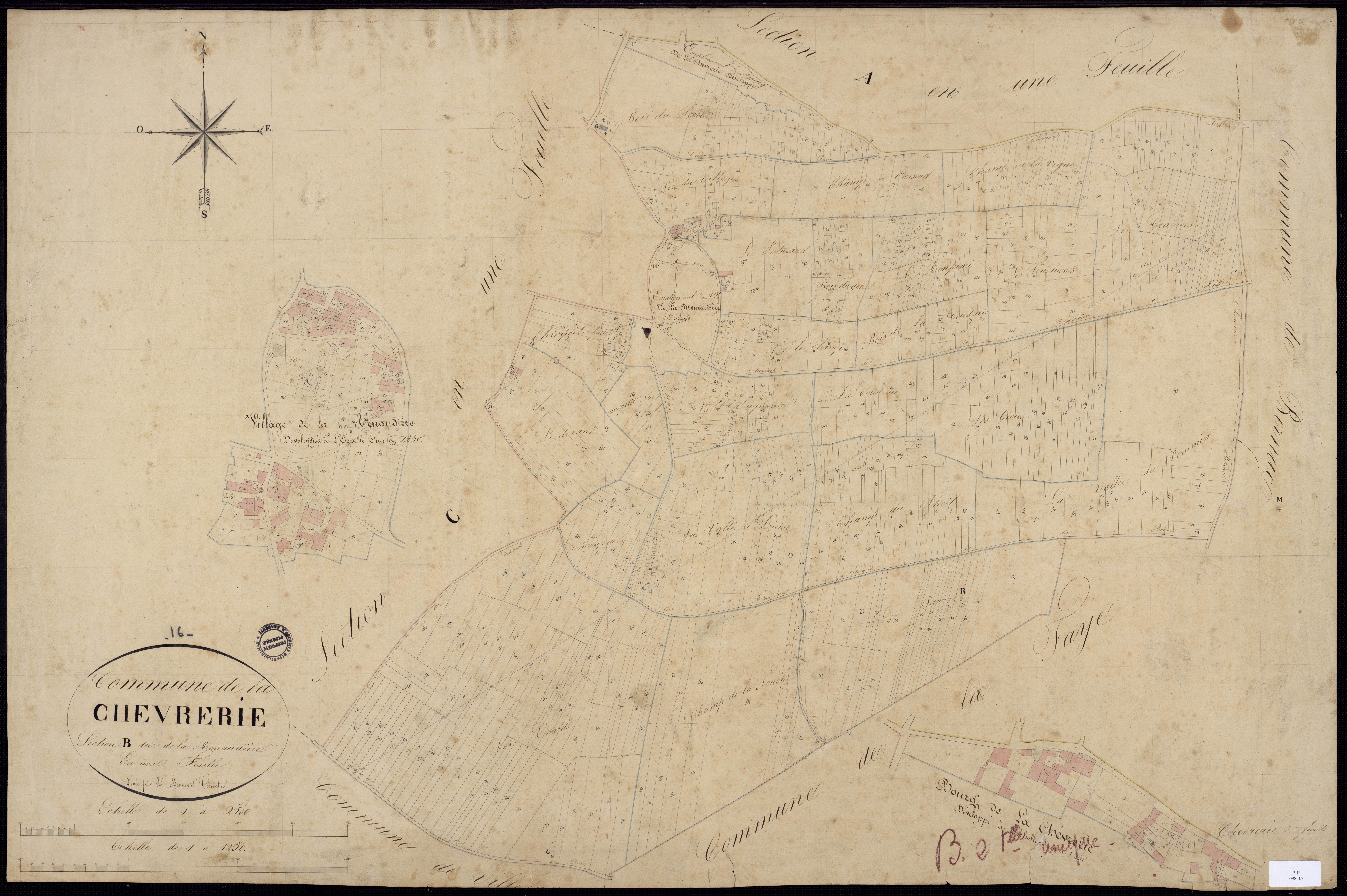La Chèvrerie - 3 P 98/3 - Section B dite de Renaudière. Feuille 1.  | 1829