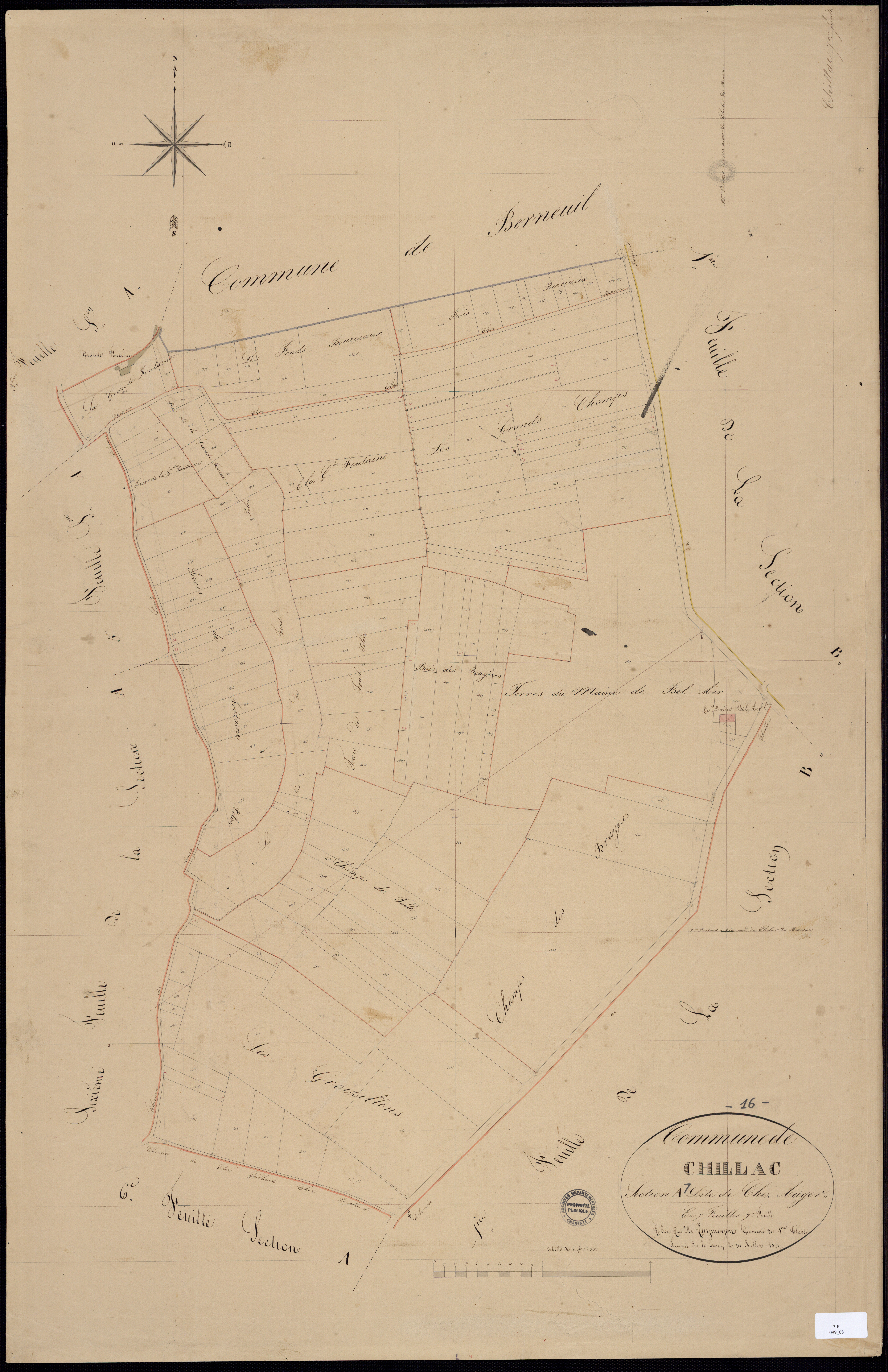 Chillac - 3 P 99/8 - Section A dite de chez Auger. Feuille 7.  | 1837