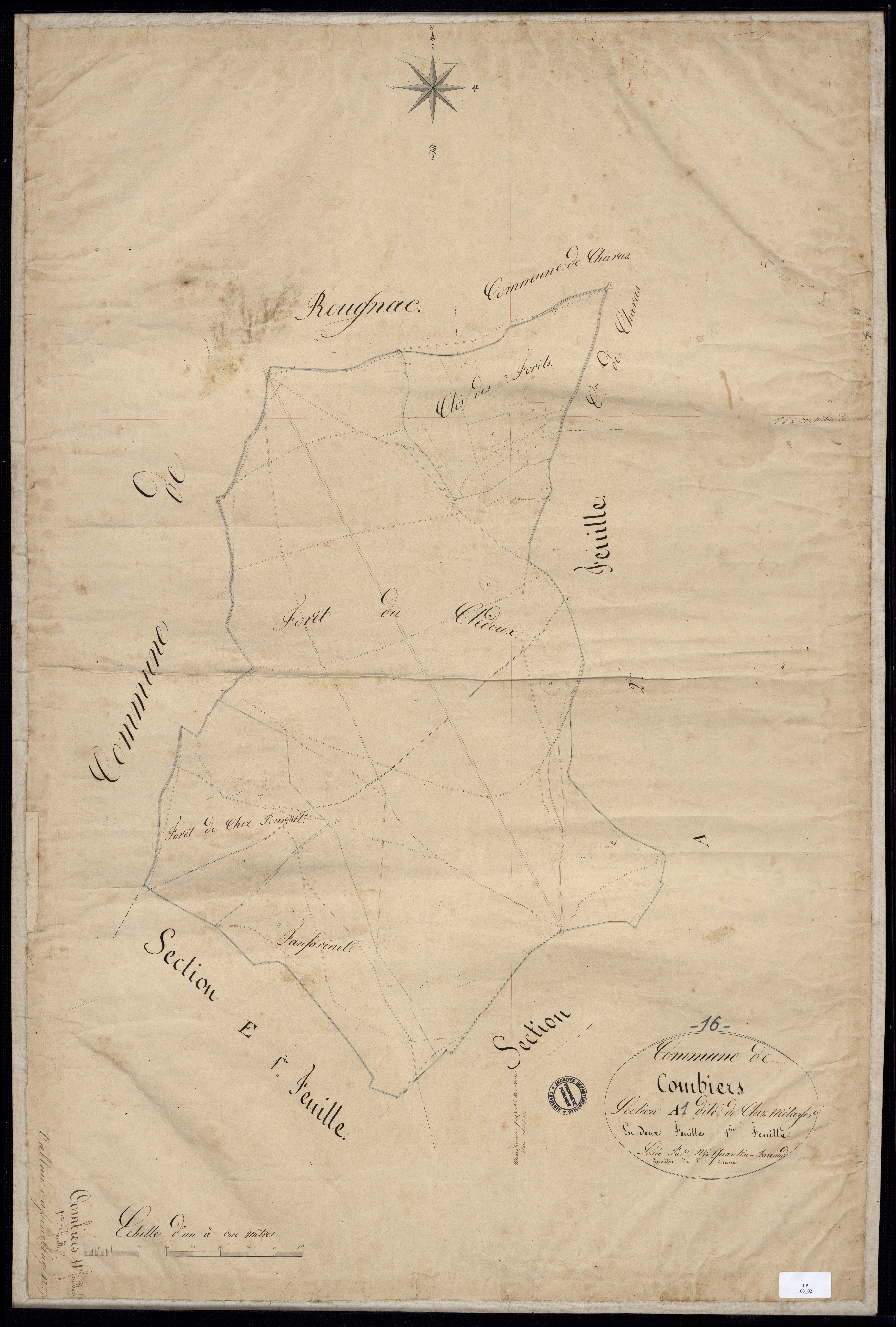 Combiers - 3 P 13/2 - Section A dite de chez Métayer. Feuille 1.  | 1826