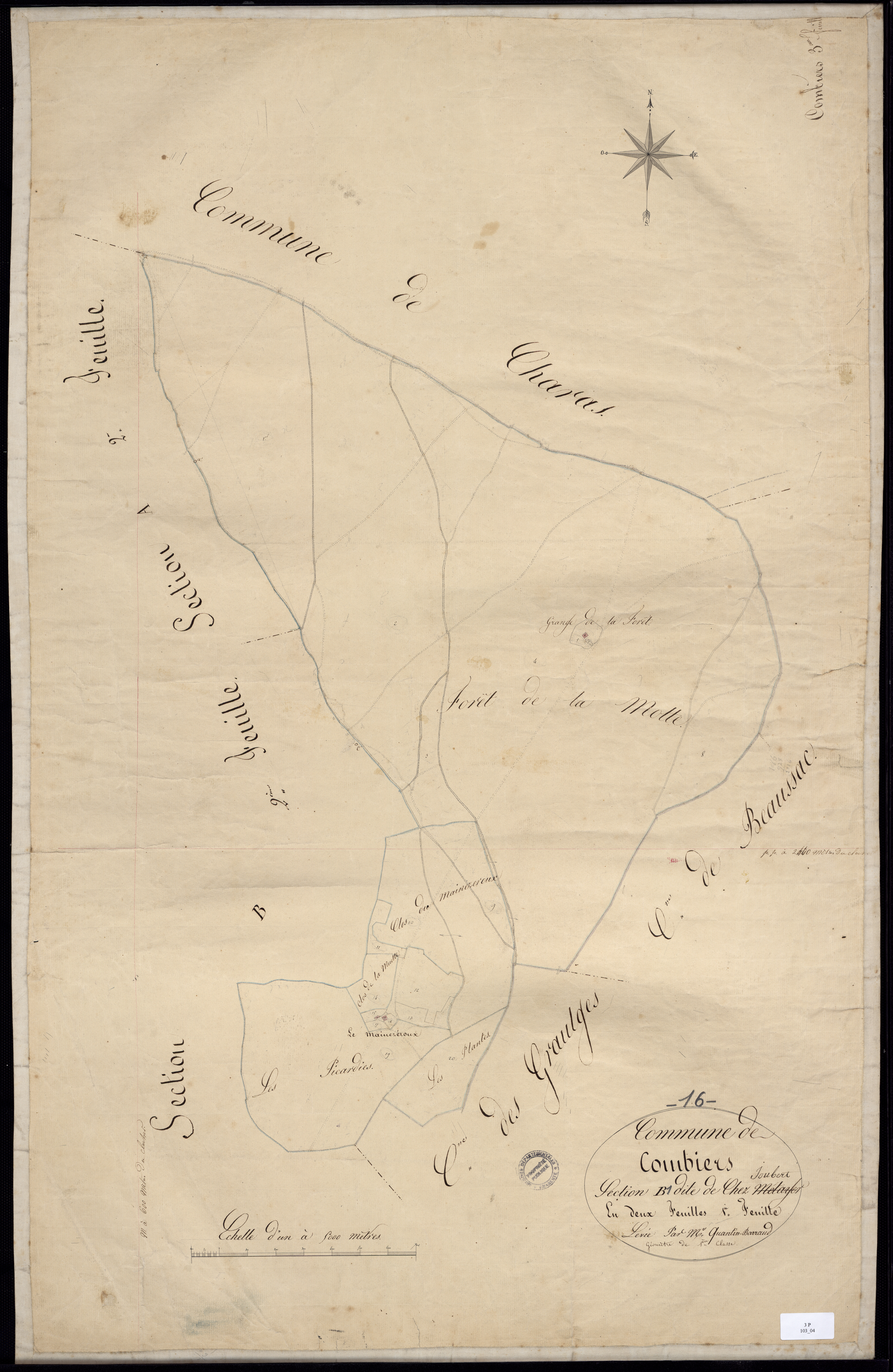 Combiers - 3 P 13/4 - Section B dite de chez Joubert. Feuille 1.  | 1826