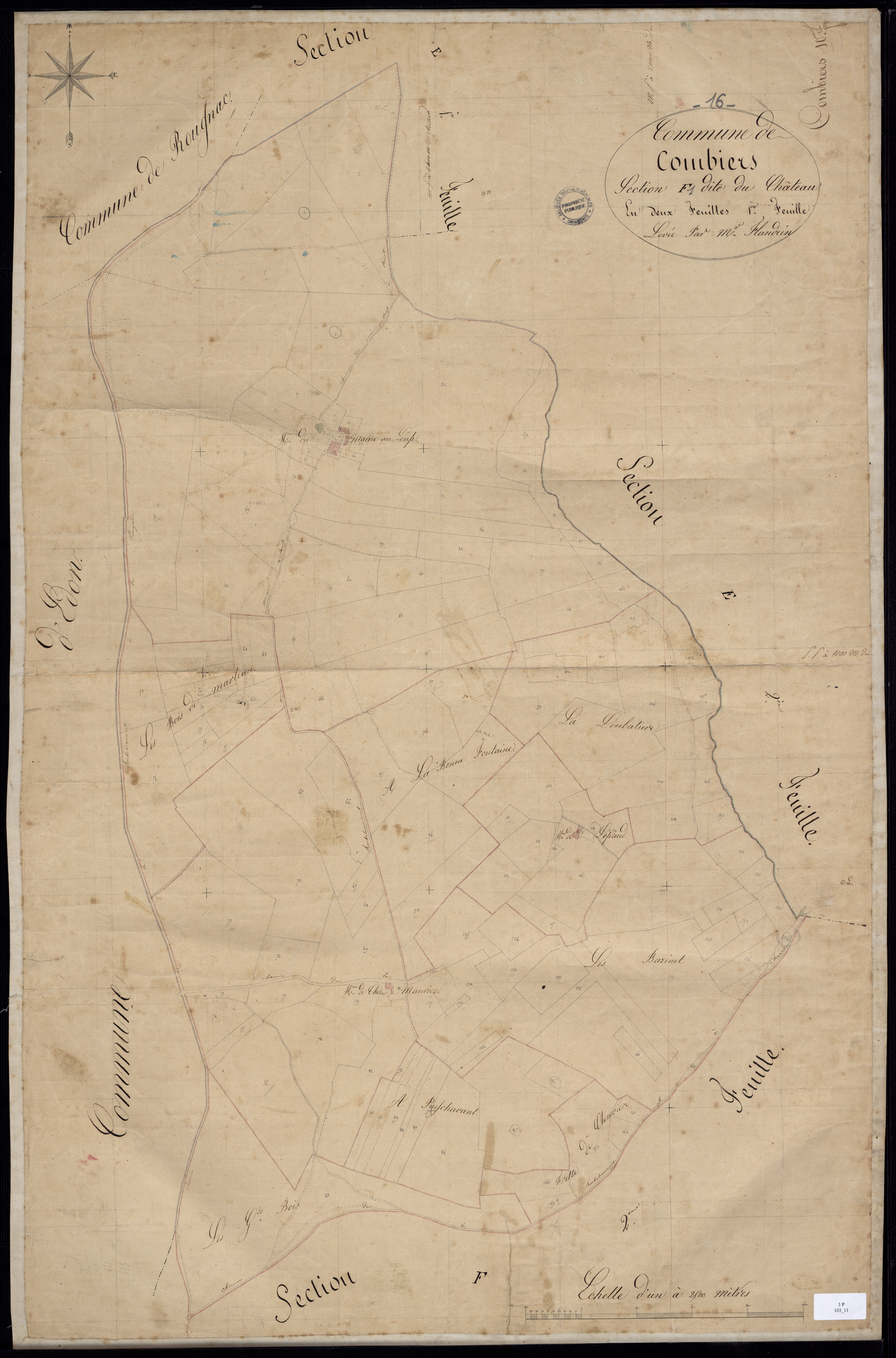 Combiers - 3 P 13/11 - Section F dite du Château. Feuille 1.  | 1826