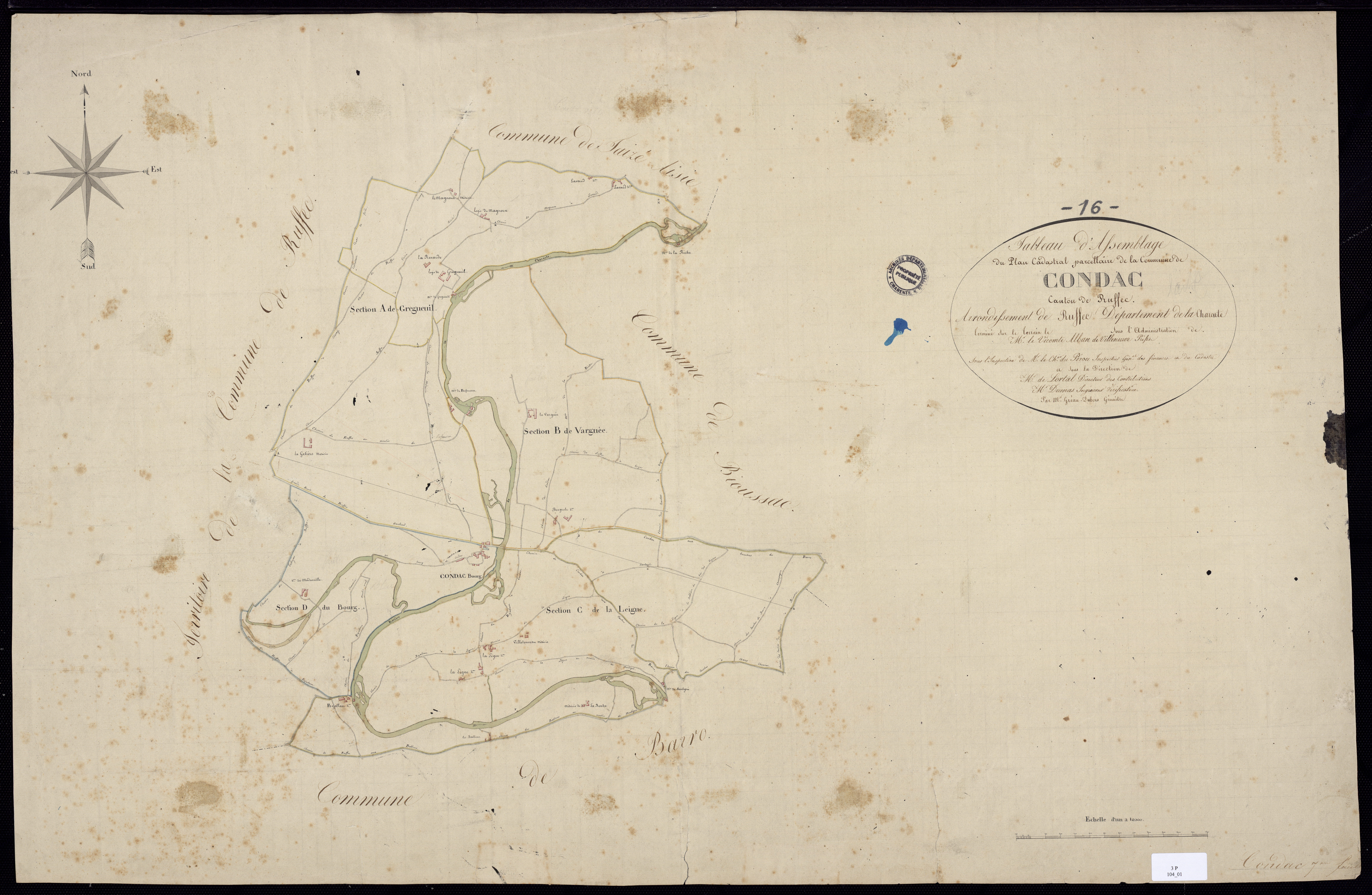 Condac - 3 P 14/1 - Tableau d'assemblage.  | 1820