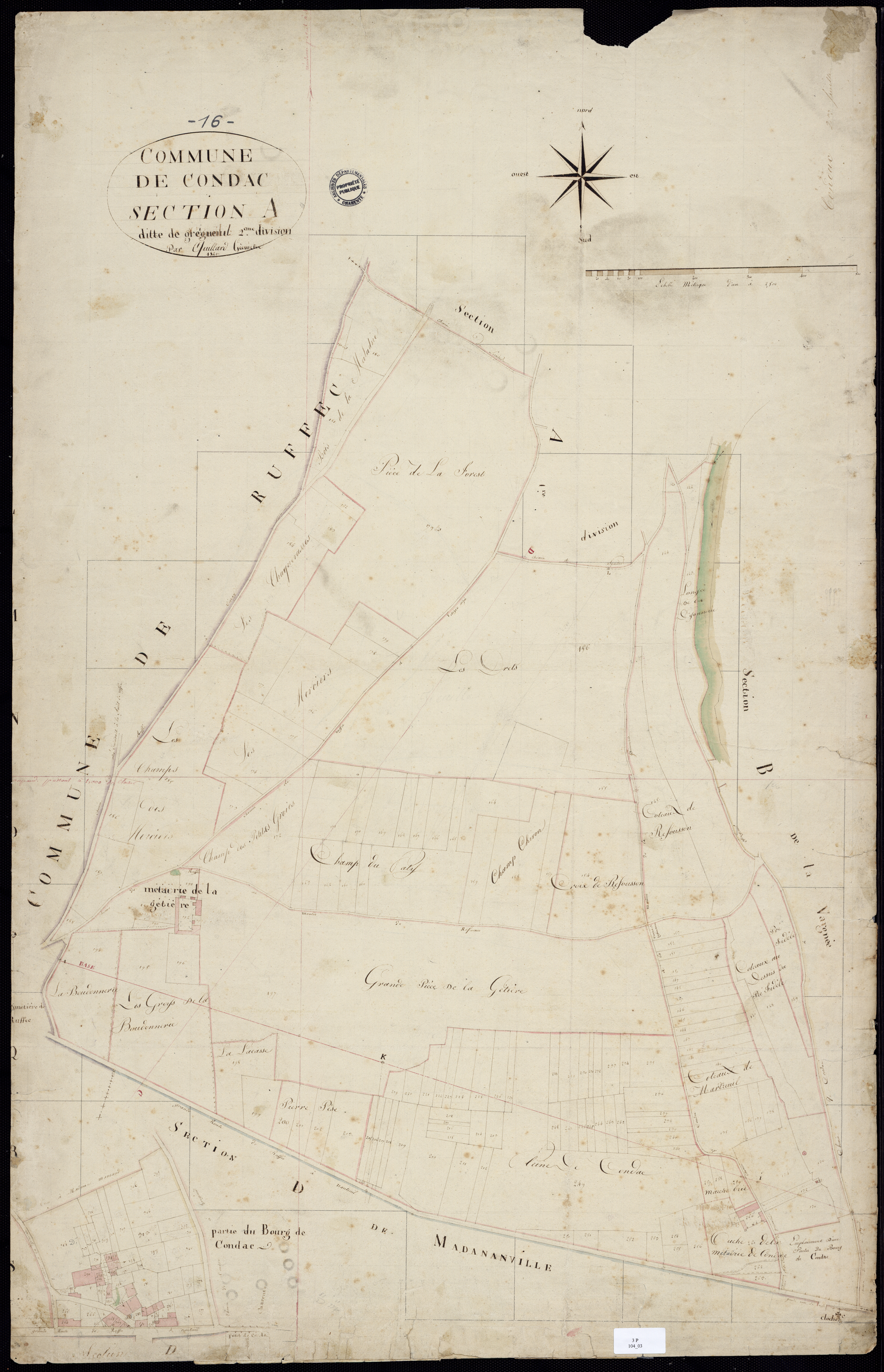 Condac - 3 P 14/3 - Section A dite de Gregueil. Feuille 2.  | 1820