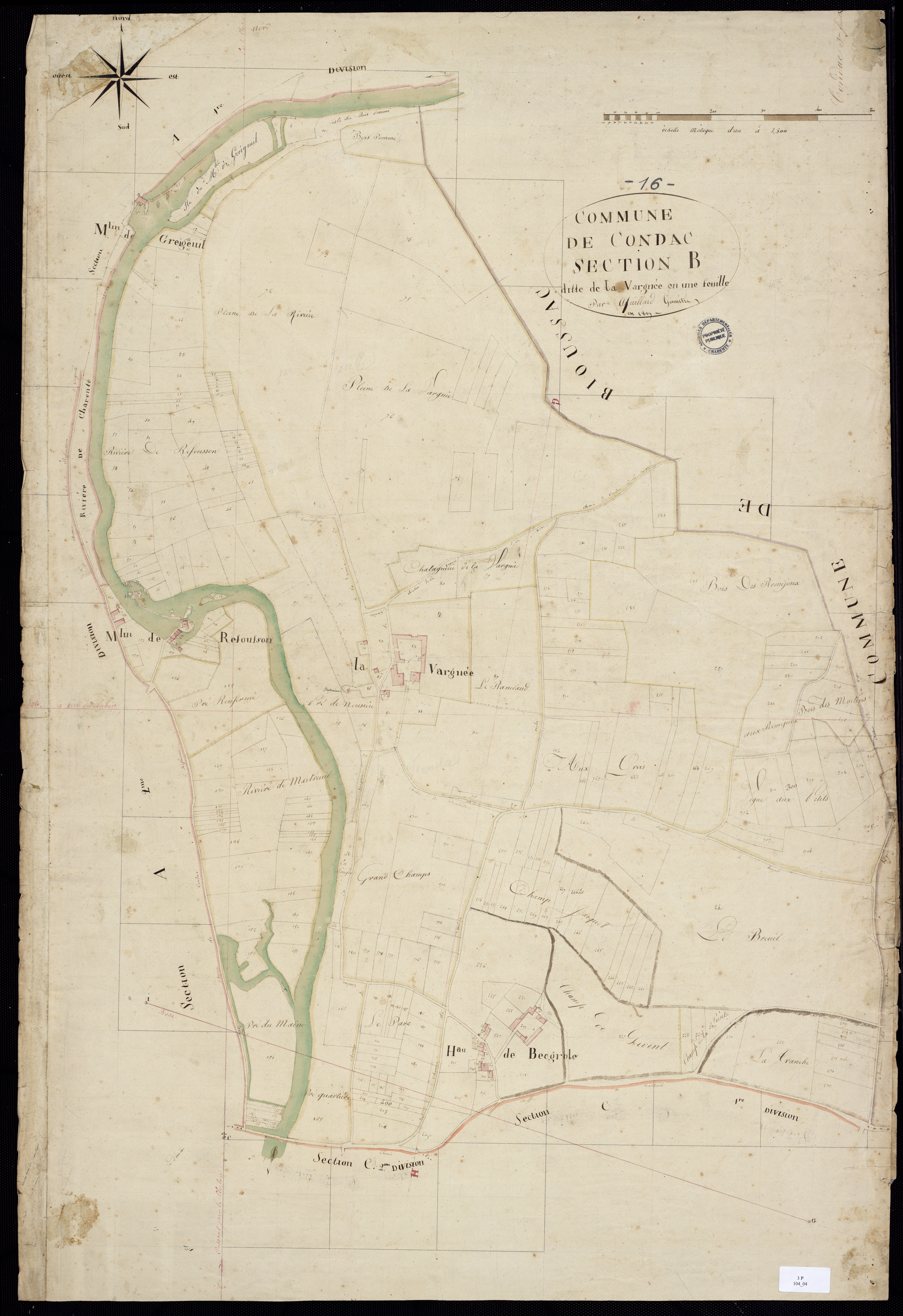 Condac - 3 P 14/4 - Section B dite de la Vargnée. Feuille 1.  | 1820