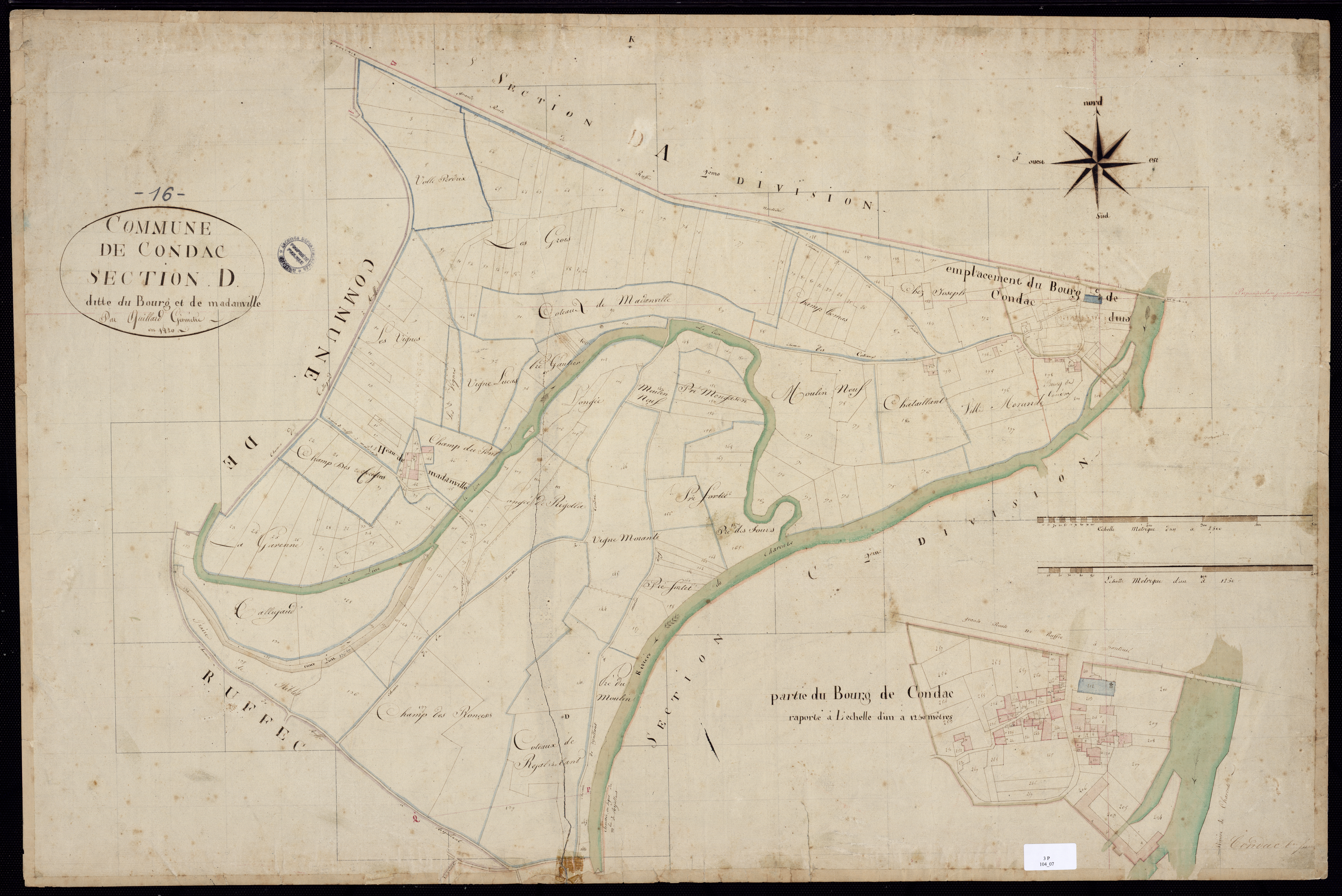 Condac - 3 P 14/7 - Section D dite du Bourg et de Madanville. Feuille 1.  | 1820