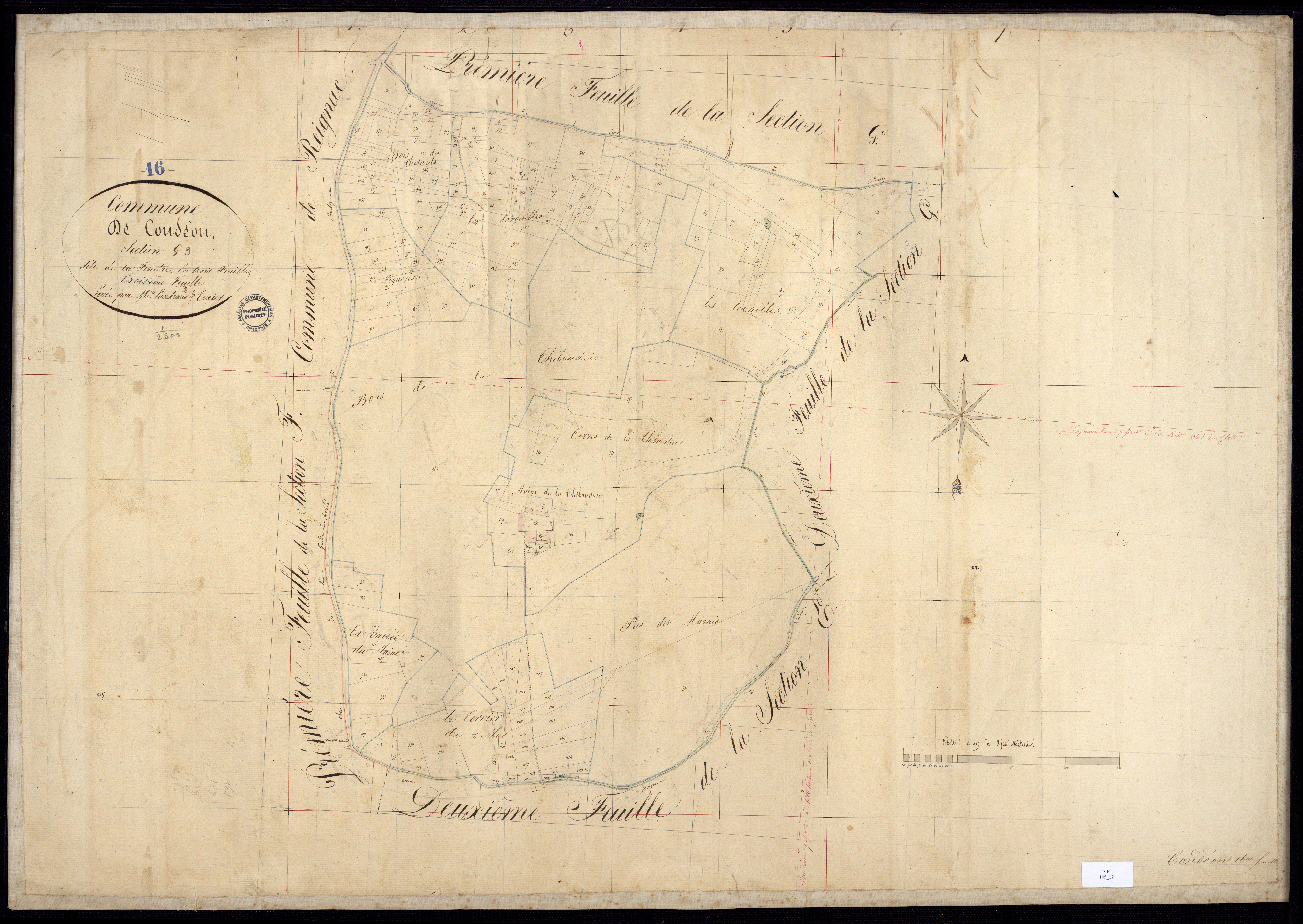 Condéon - 3 P 15/17 - Section G dite de la Fenêtre. Feuille 3.  | 1827