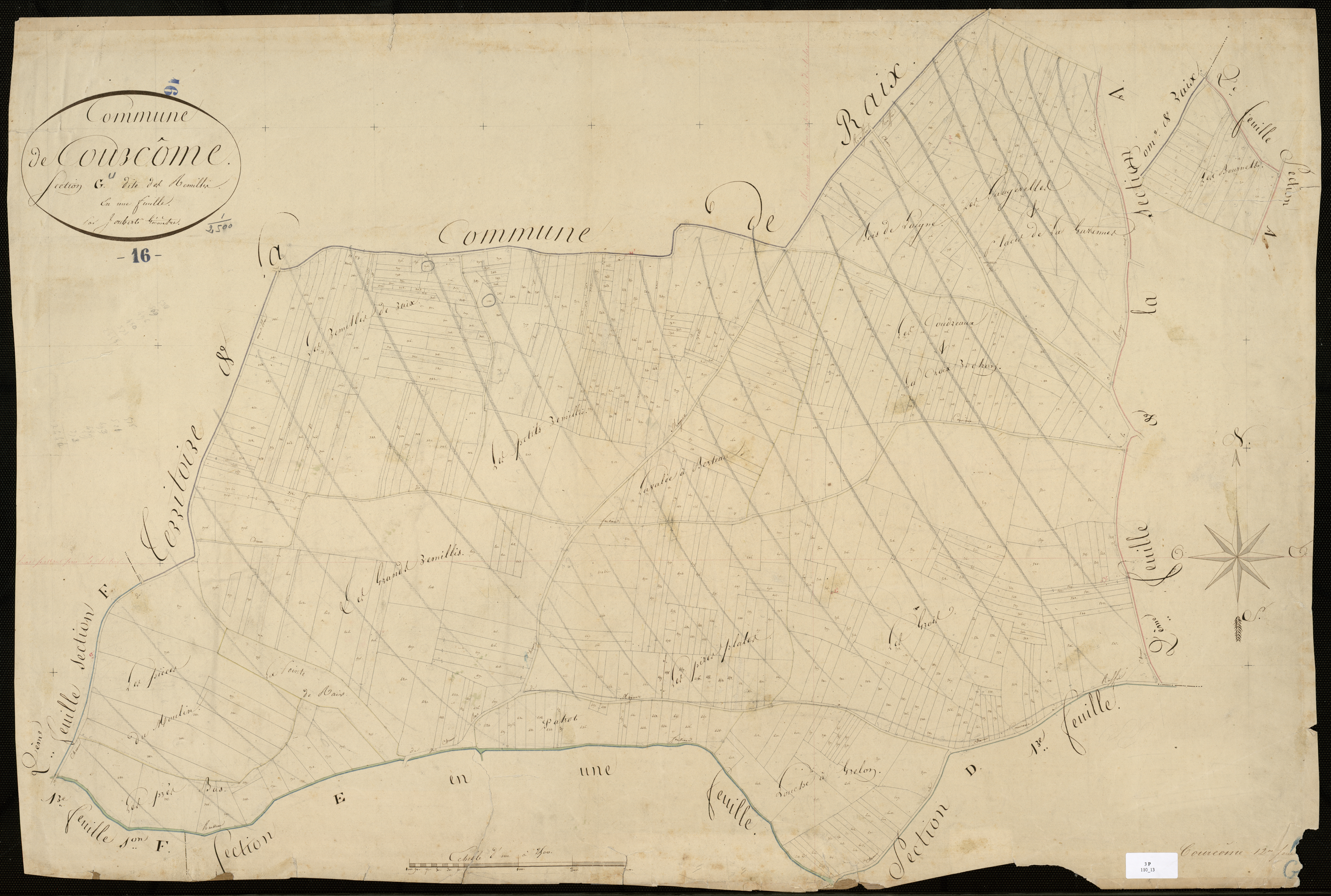 Courcôme - 3 P 110/13 - Section G dite des Remillis. Feuille 1. | 1829