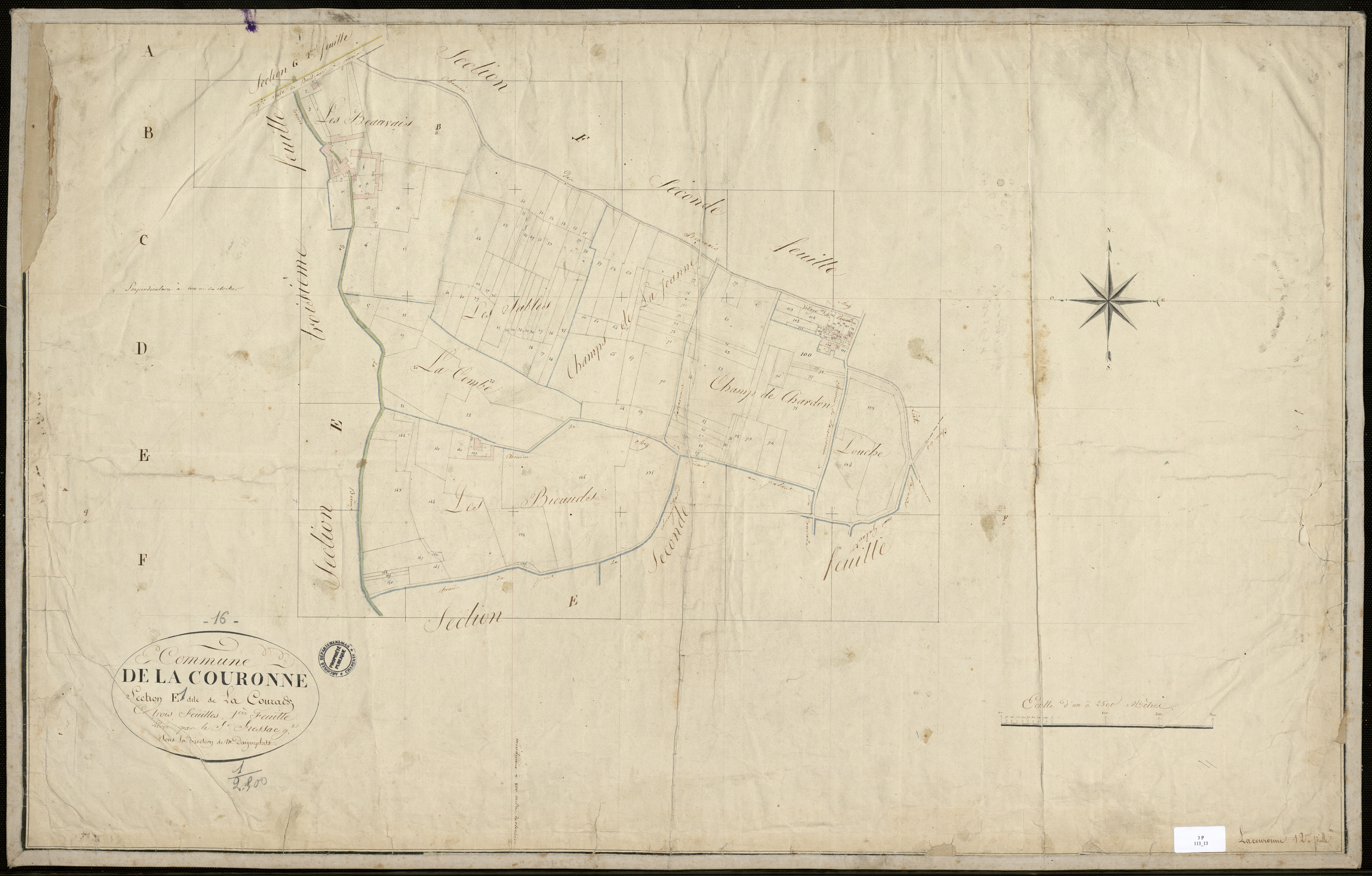La Couronne - 3 P 113/13 - Section E dite de la Courade. Feuille 1.  | 1823