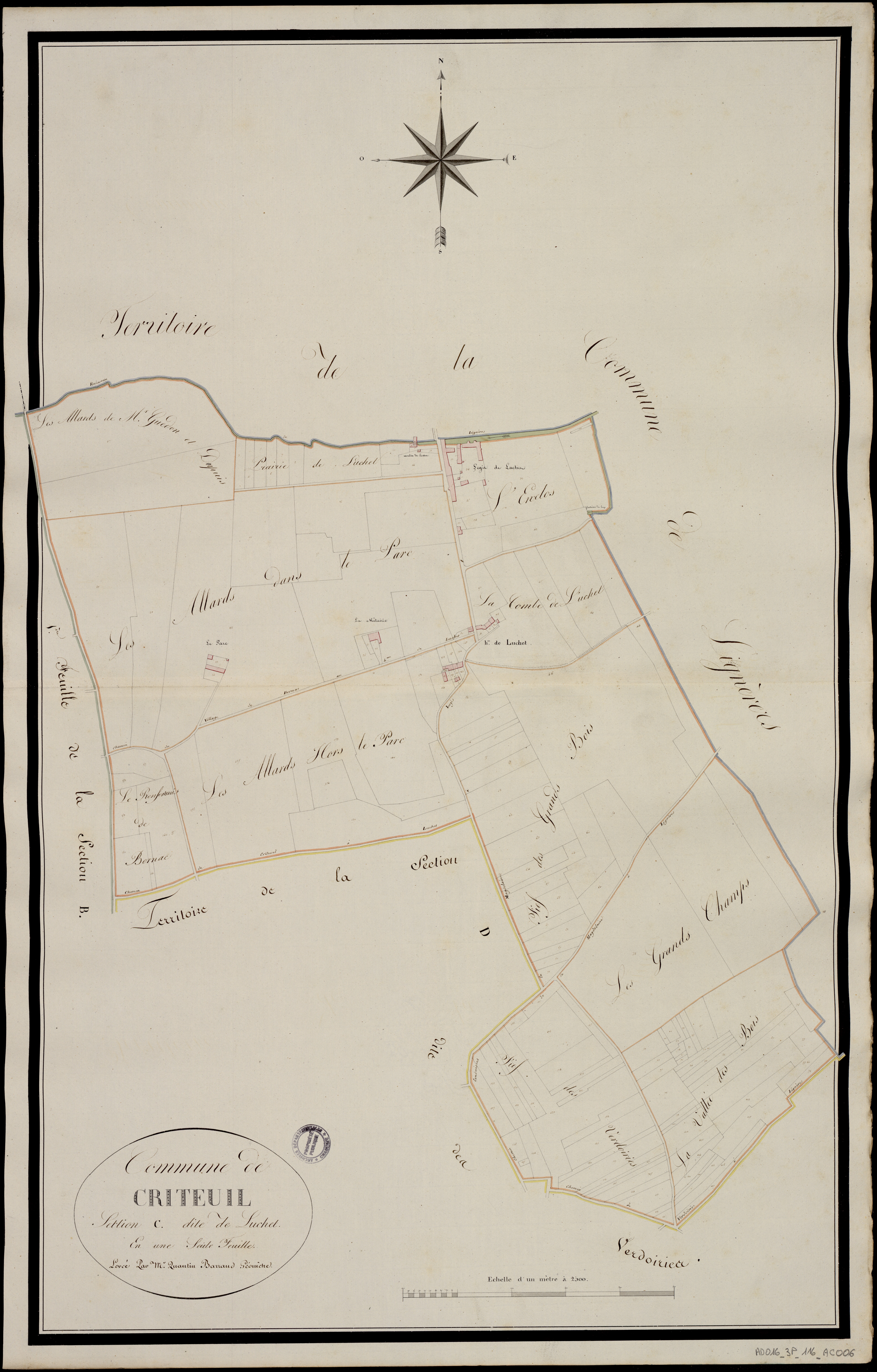 Criteuil-la-Magdeleine - 3 P 116/AC6 - Section C dite de Luchet  | 1818