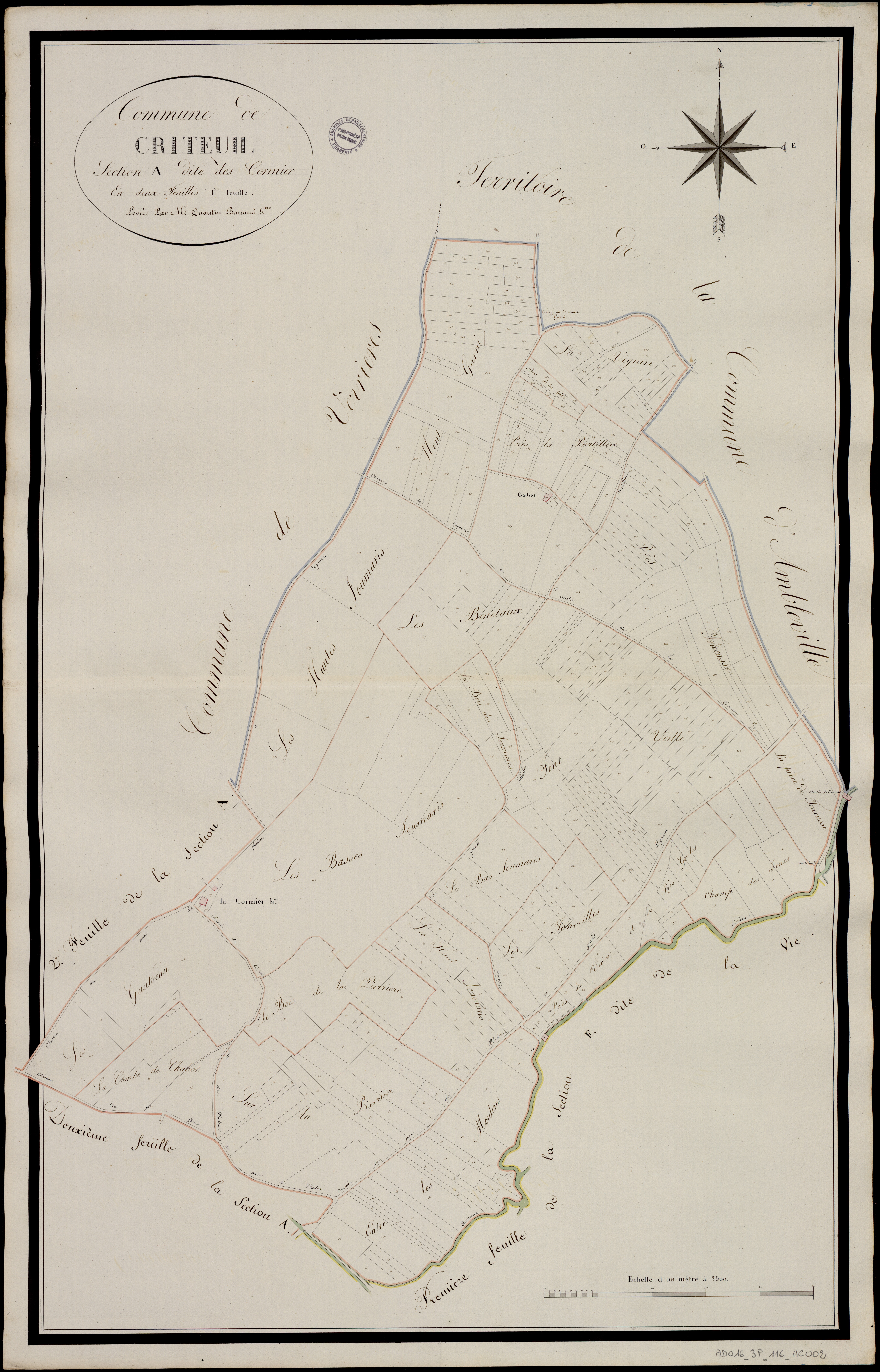 Criteuil-la-Magdeleine - 3 P 116/AC2 - Section A dite des Cormiers  | 1818