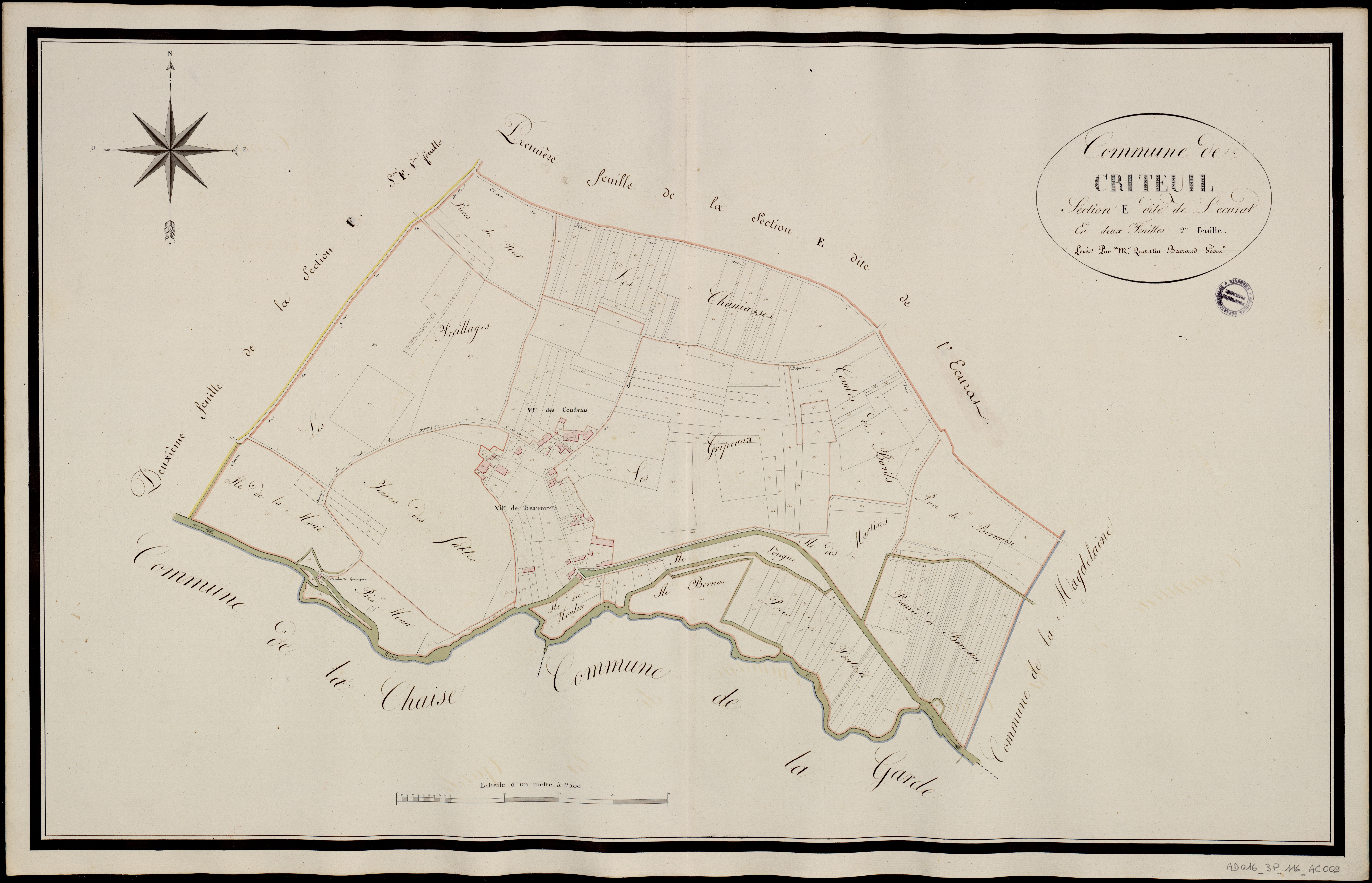Criteuil-la-Magdeleine - 3 P 116/AC9 - Section E dite de l'Ecurat  | 1818